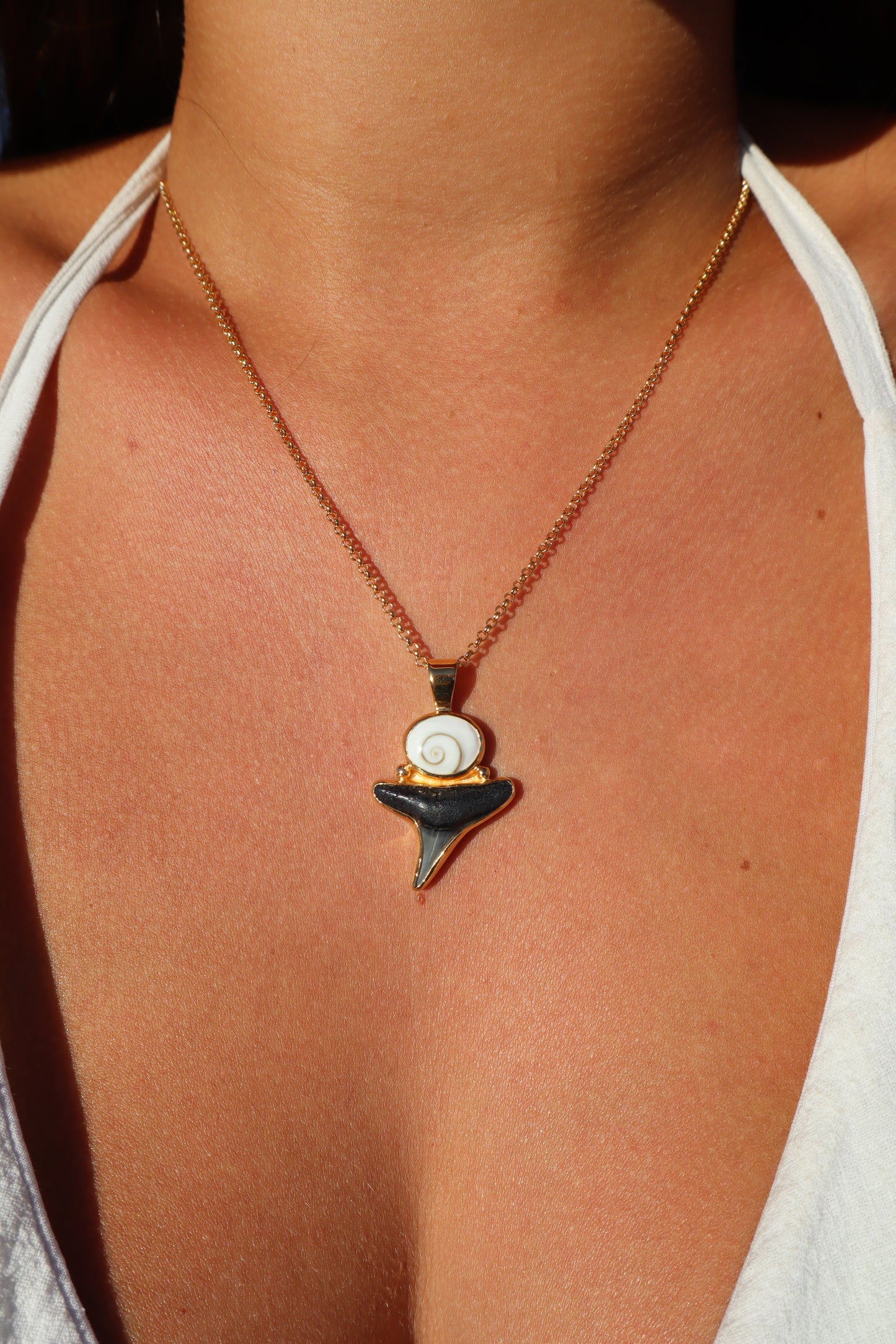 Operculum x Fossilised Shark Tooth Pendant