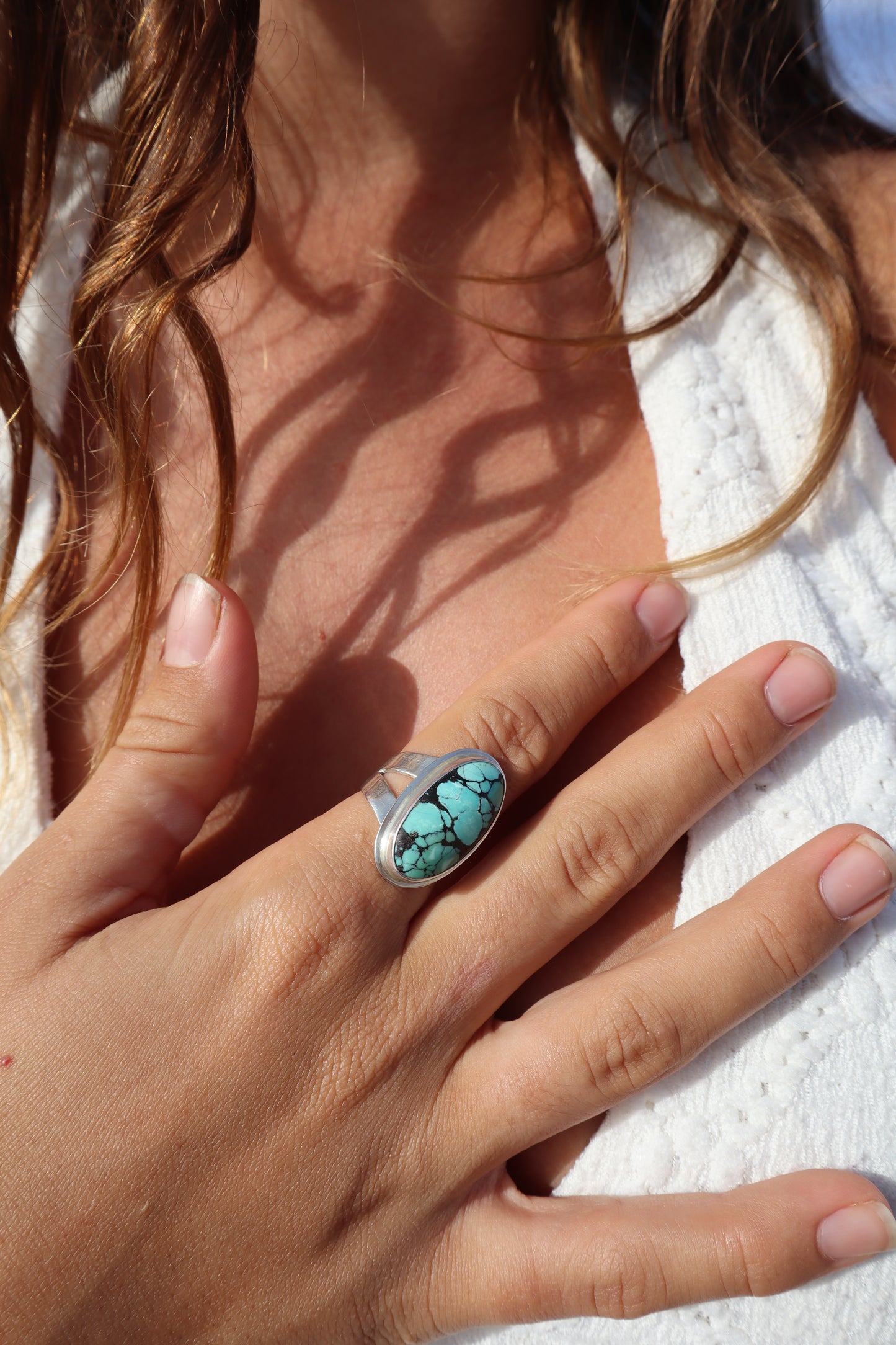 Chunky Turquoise Ring SIZE S 1/2 - 9 1/2