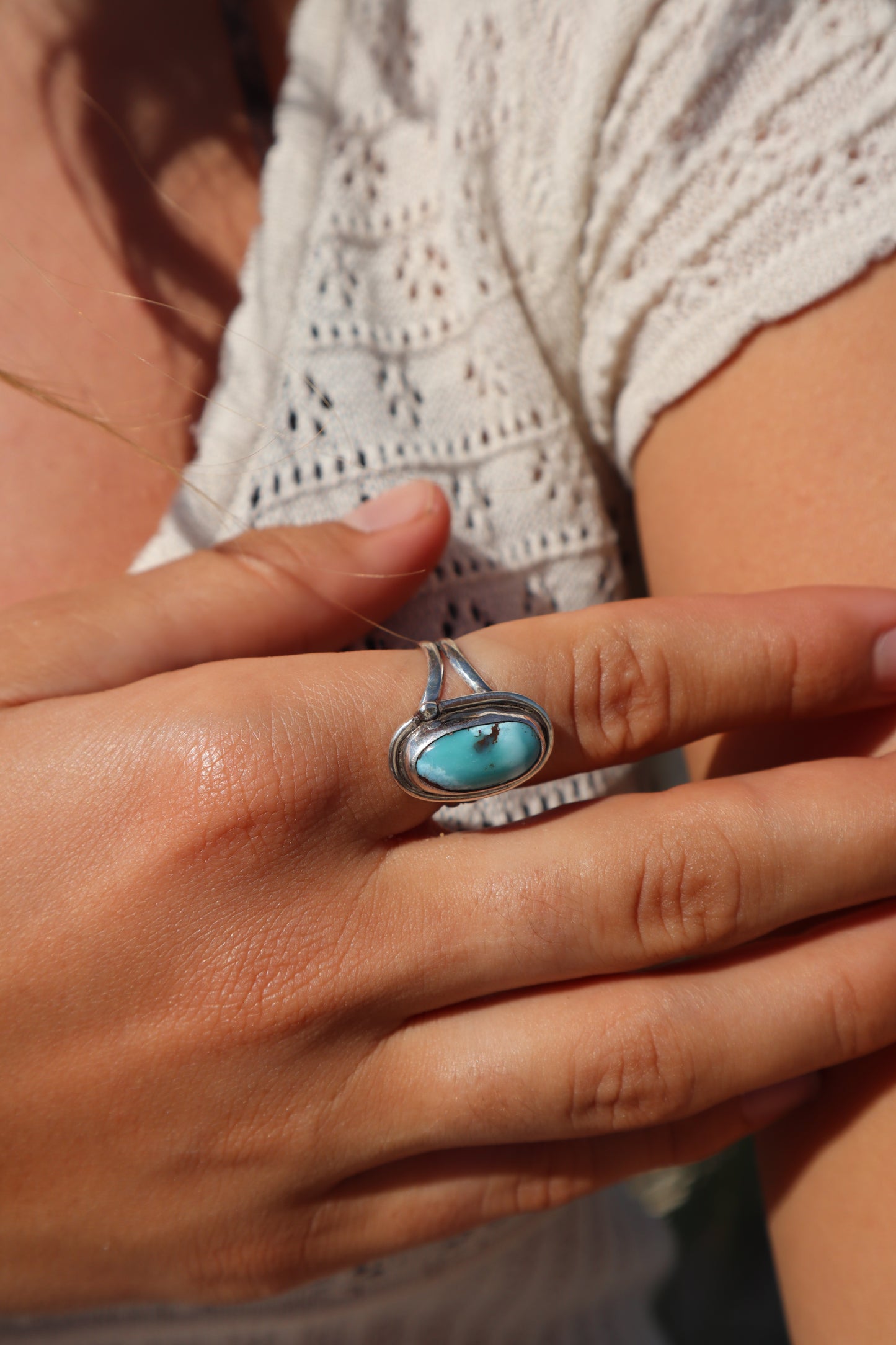 Double Banded Turquoise Ring SIZE Q 1/2 - 8 1/2