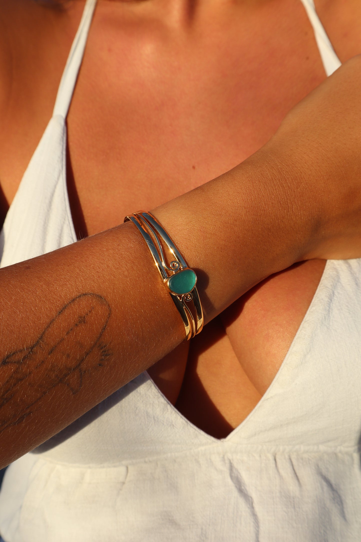Spiral Seaglass Tidal Cuff
