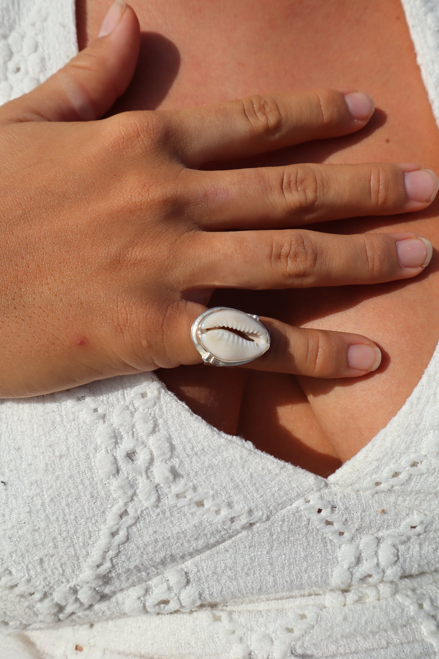 Cowrie Ring SIZE J 1/2 - 5