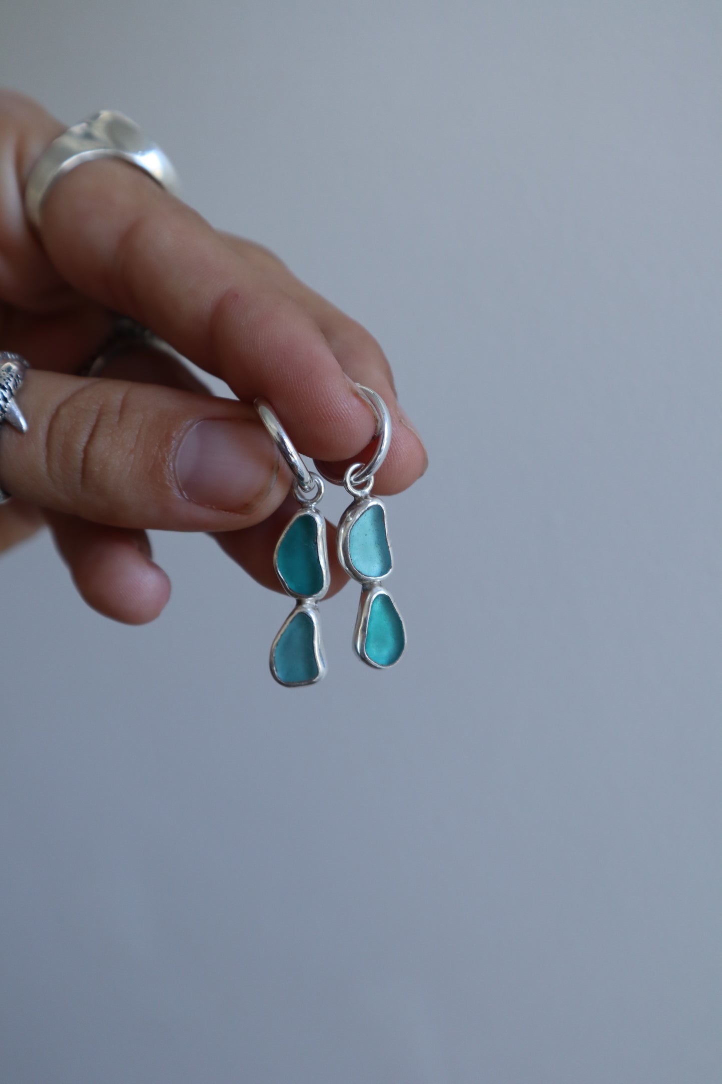 Double Seaglass Hoops
