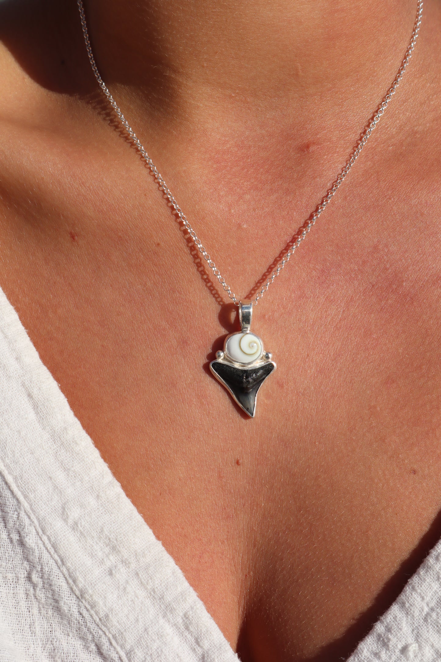 Operculum x Fossilised Shark Tooth Pendant
