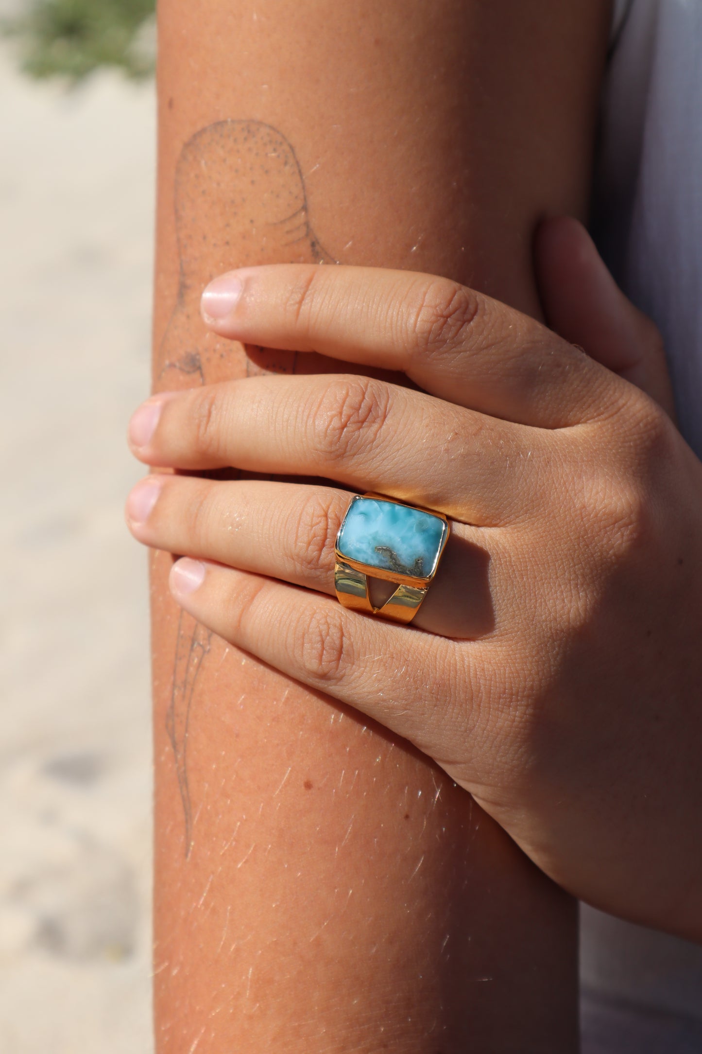 Chunky Larimar Ring SIZE 8.5 - Q 1/2