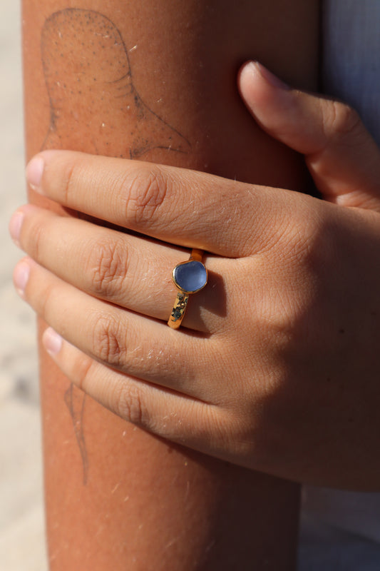 Dainty Purple Sea Glass Ring SIZE 10.5 - U 1/2