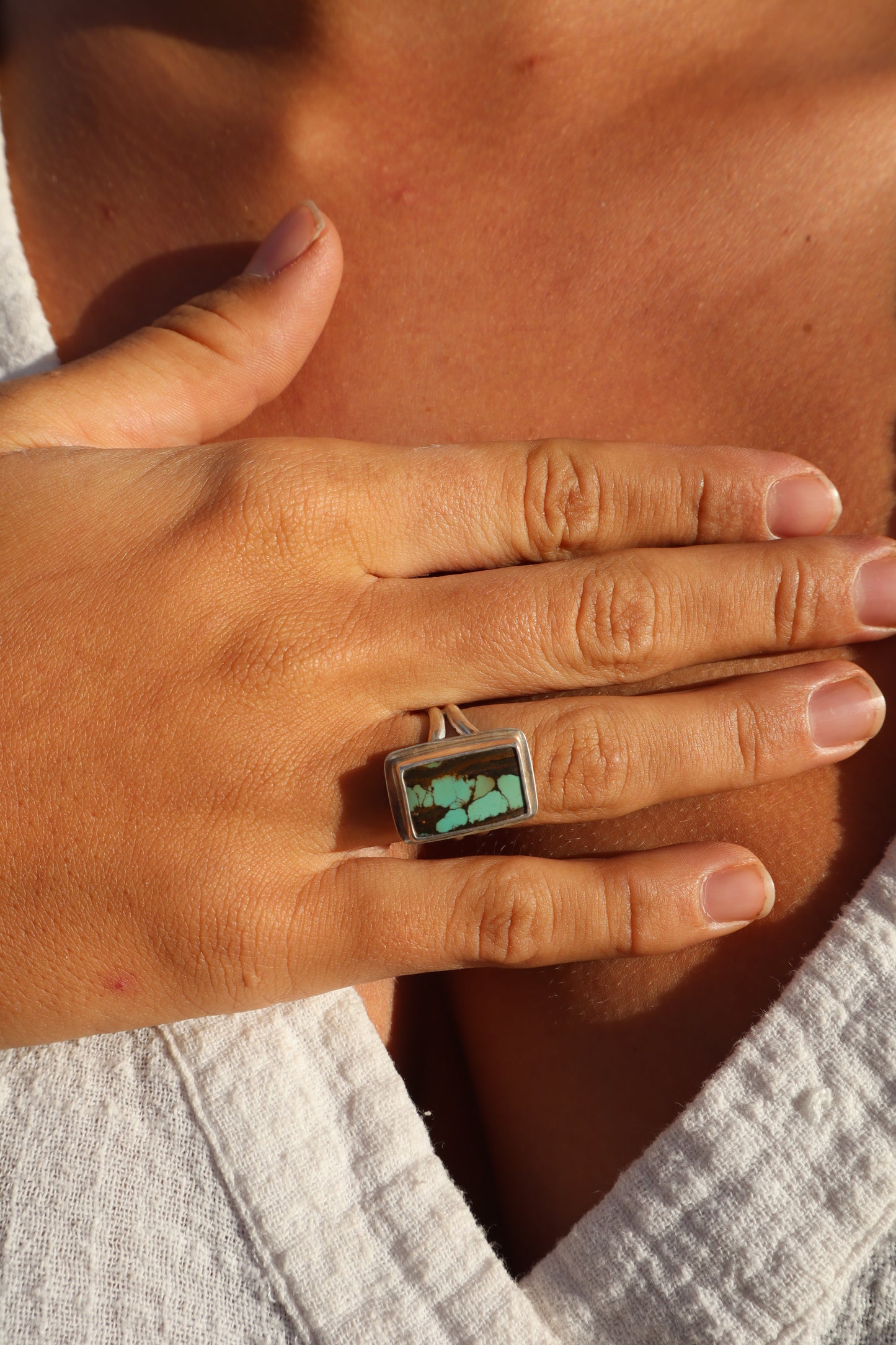 Turquoise Ring SIZE N - 6 3/4