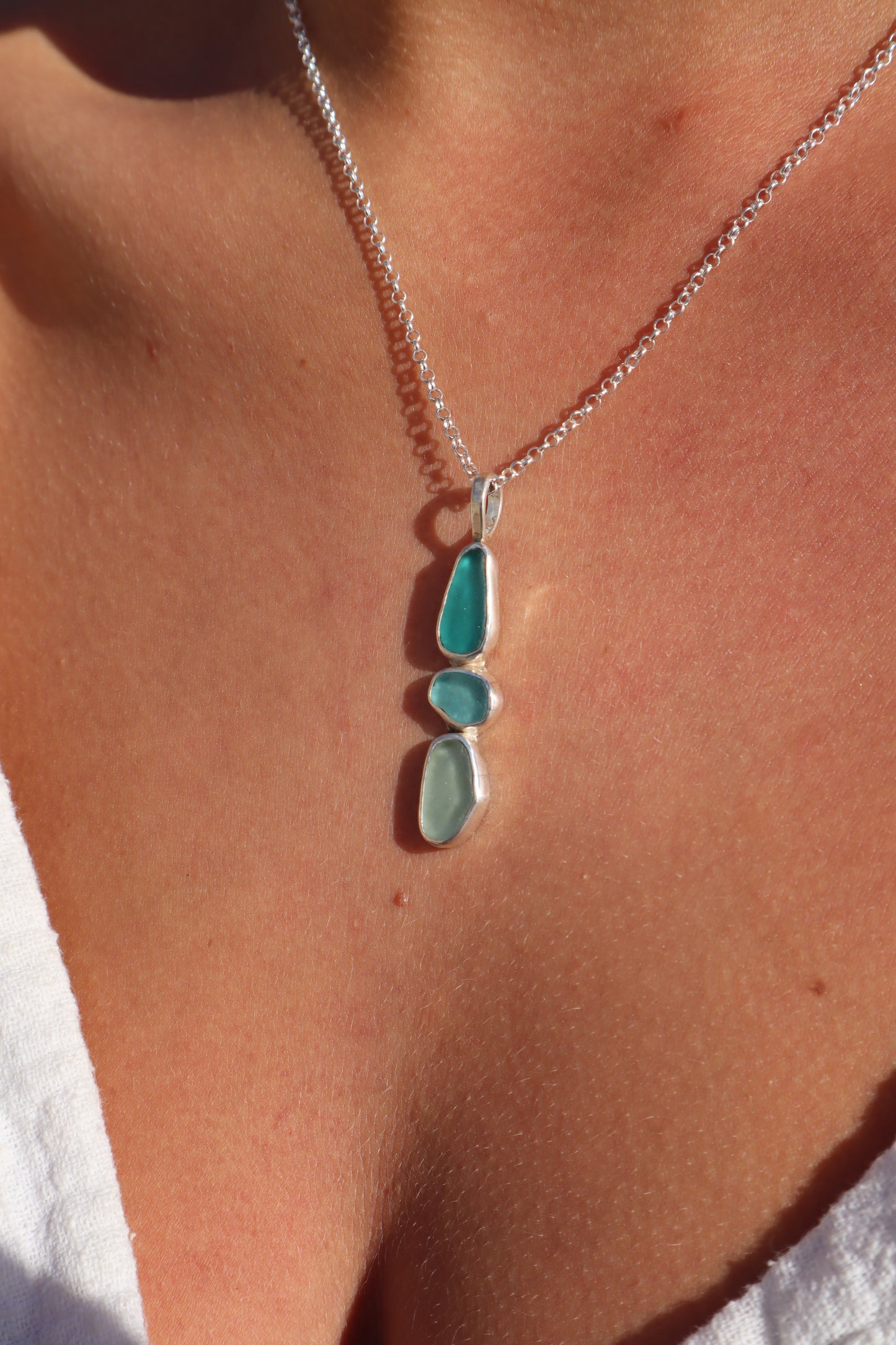Triple Seaglass Pendant