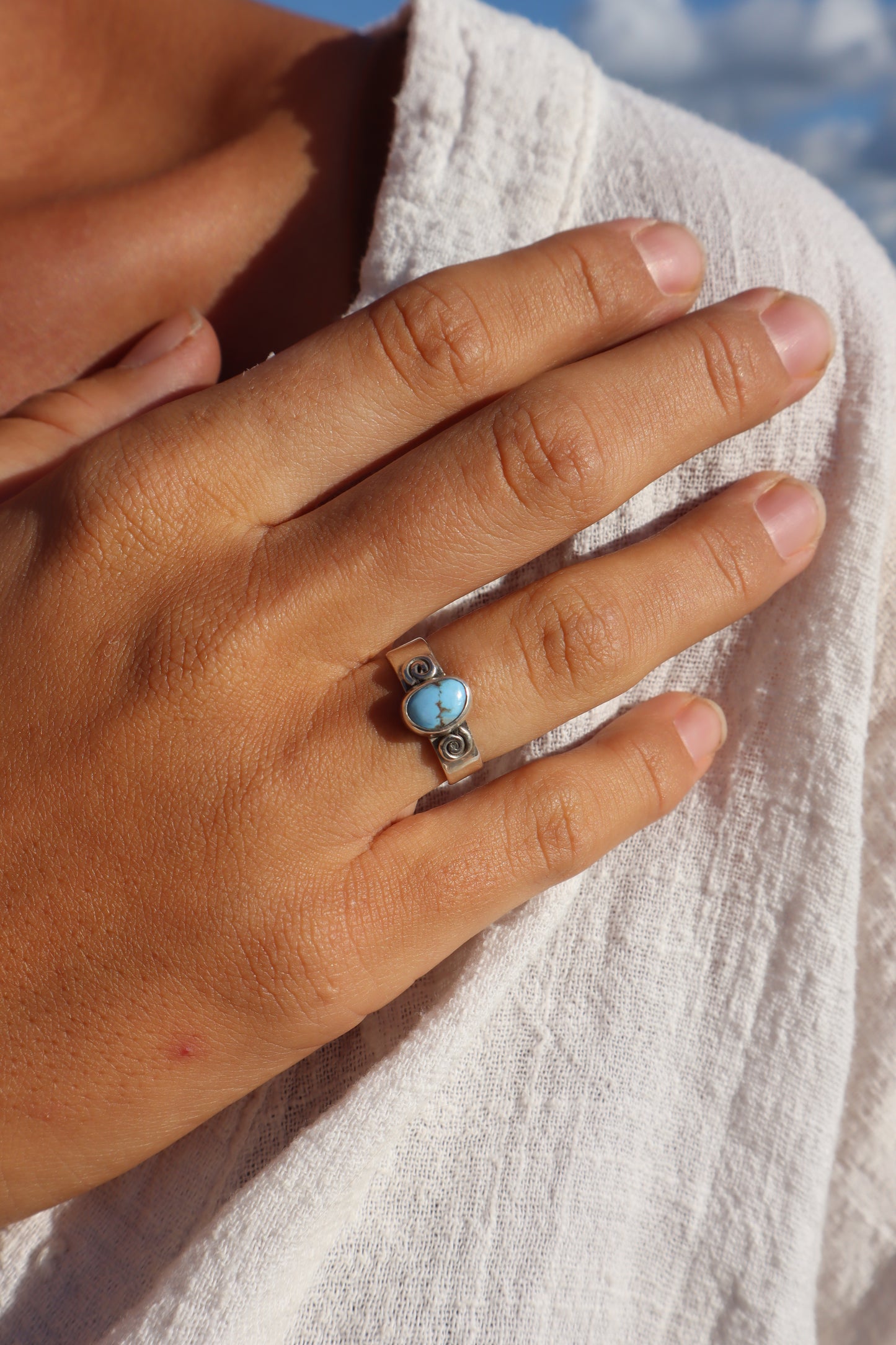 Spiral Turquoise Ring SIZE N - 6 3/4