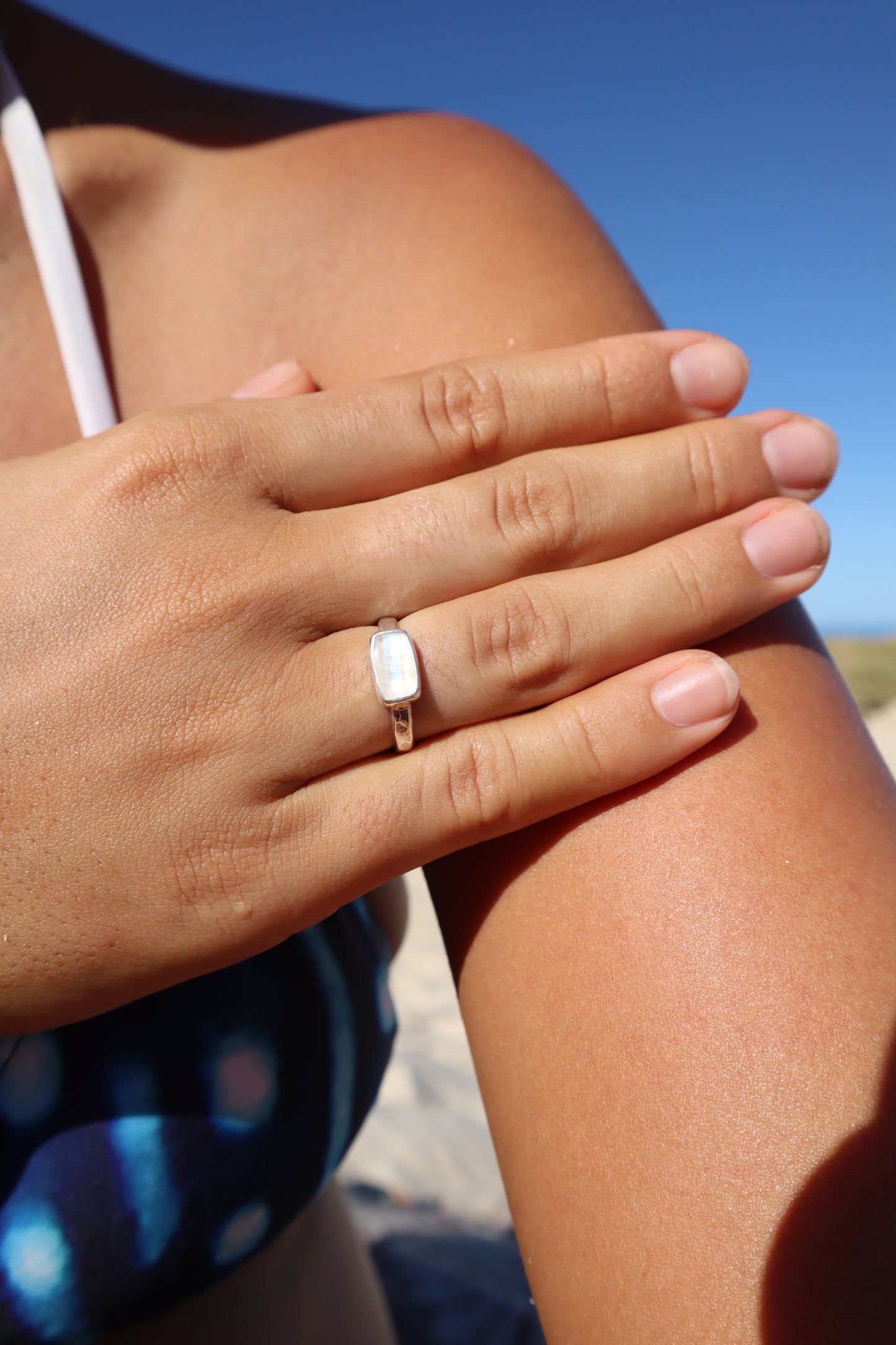 Dainty Moonstone Ring SIZE M - 6 1/2