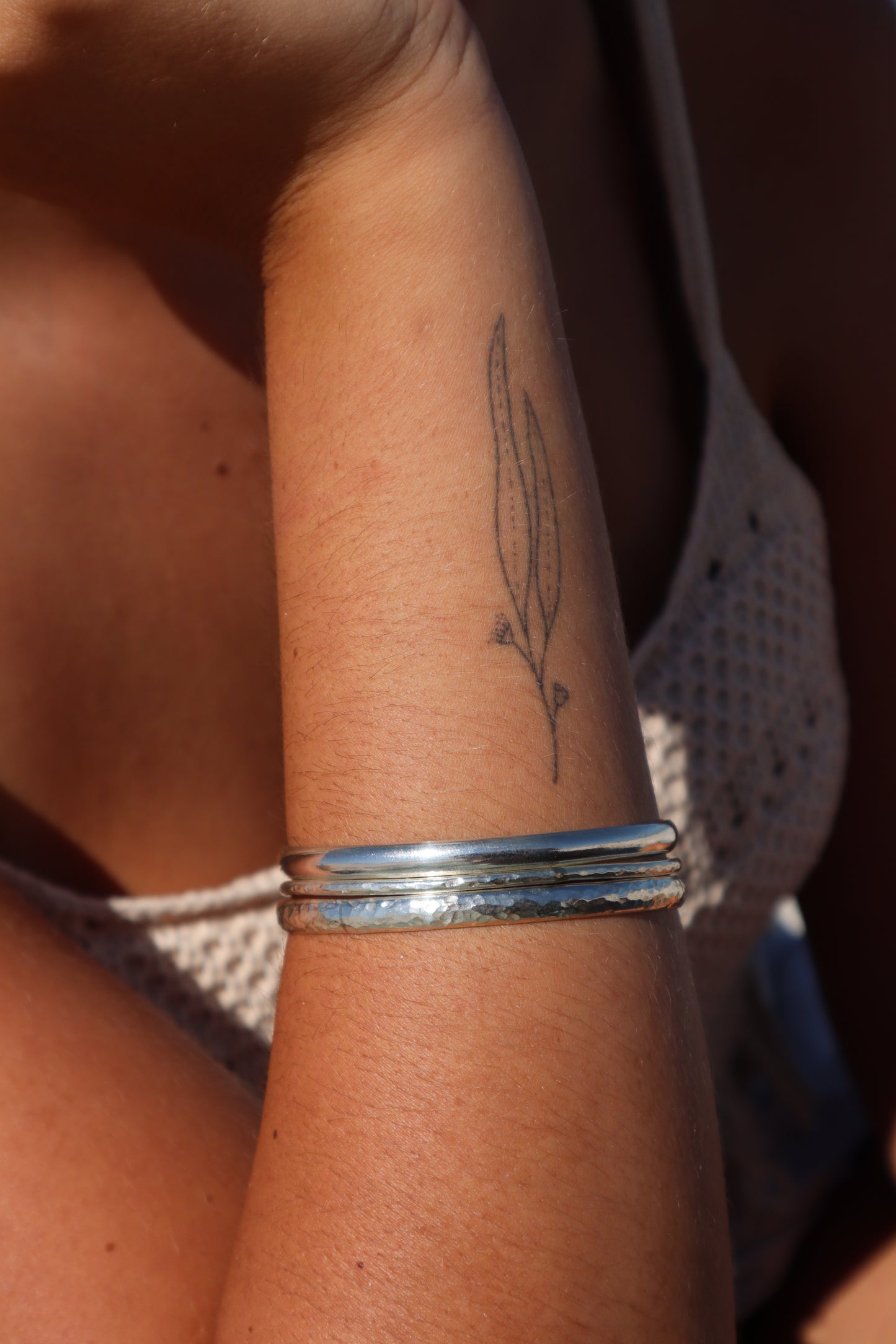 Hammered Silver Bangle