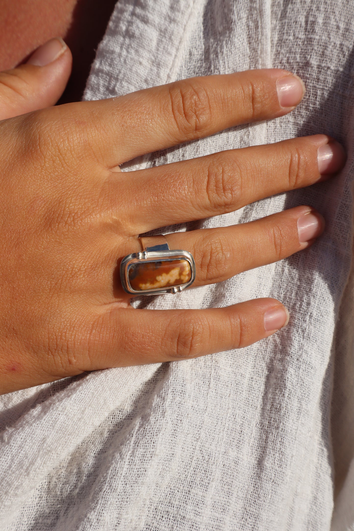 Ocean Jasper Ring SIZE N - 6 3/4
