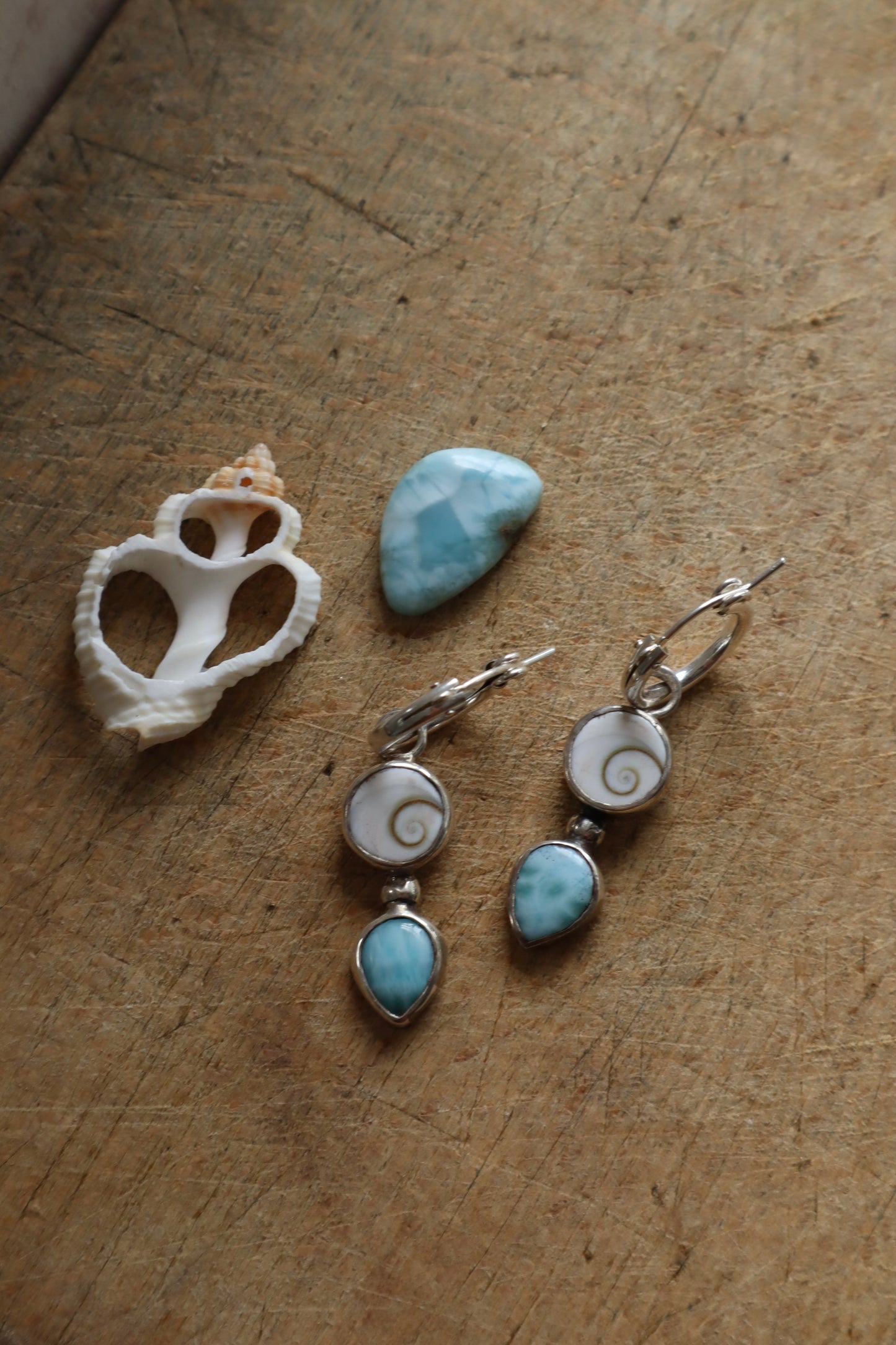 Larimar x Operculum Earrings
