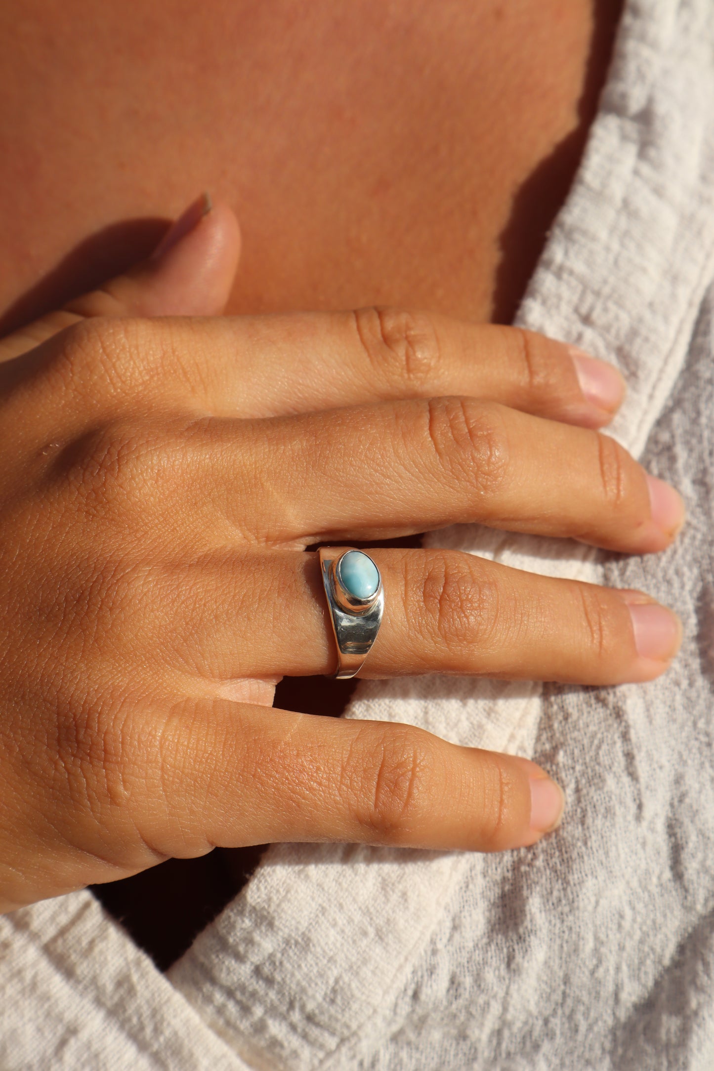 Larimar Signet Ring SIZE N - 6 3/4