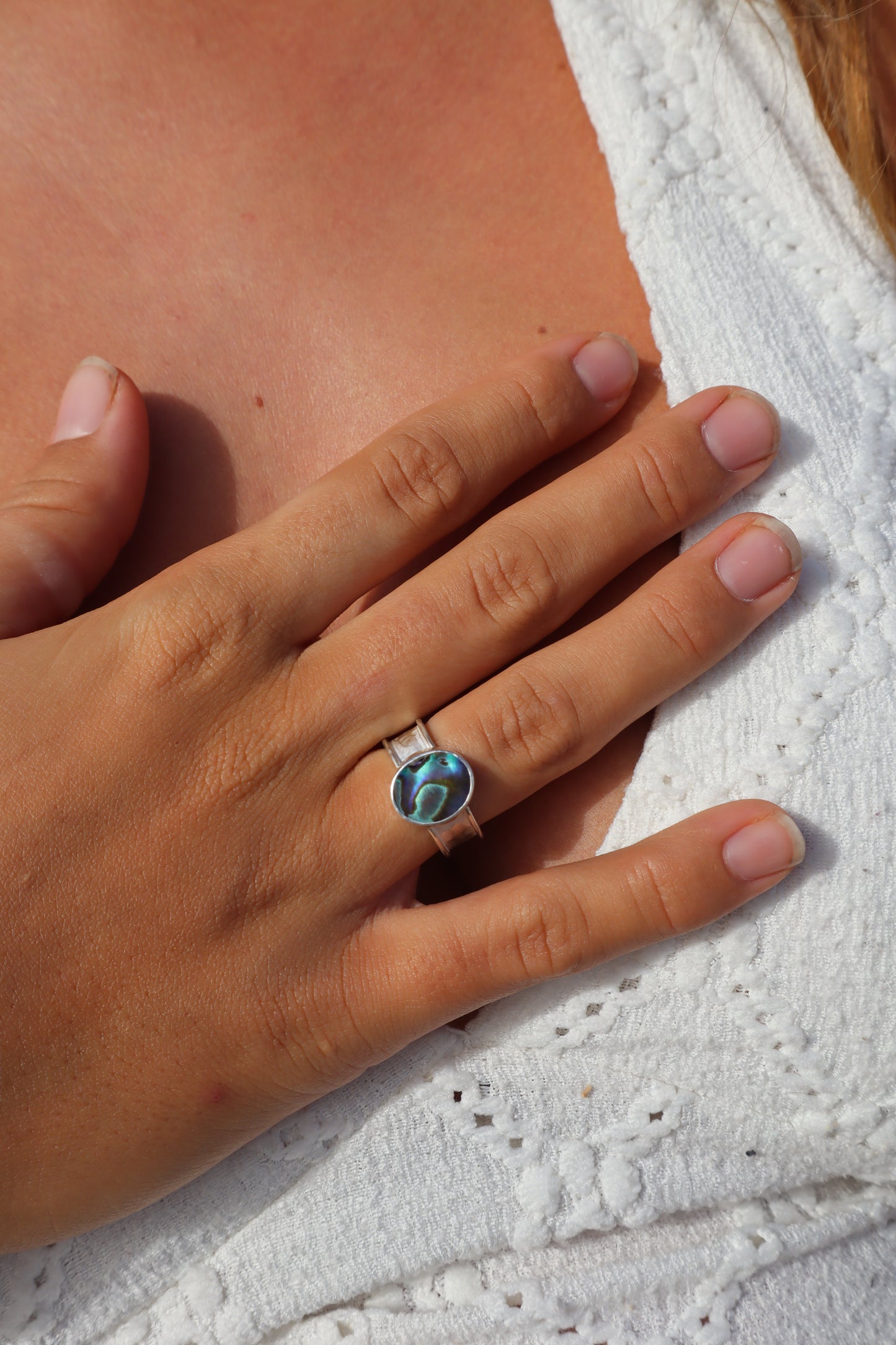 Abalone Ring SIZE N - 6 3/4