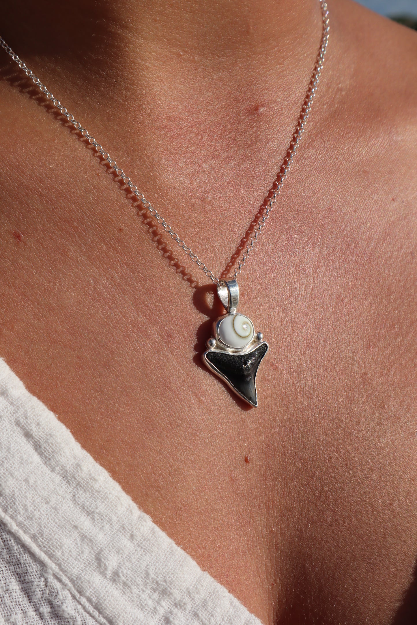 Operculum x Fossilised Shark Tooth Pendant