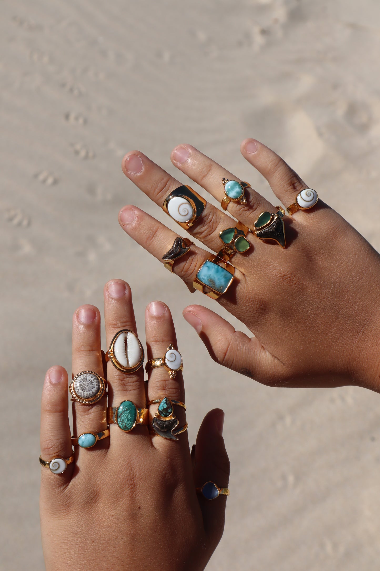 Fossilised Coral Daisy Ring SIZE 6 - L 1/2