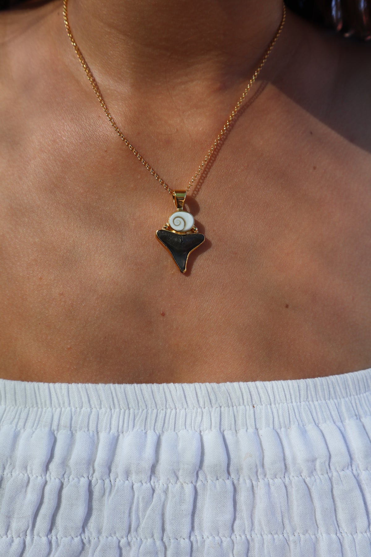 Operculum x Fossilised Shark Tooth Pendant