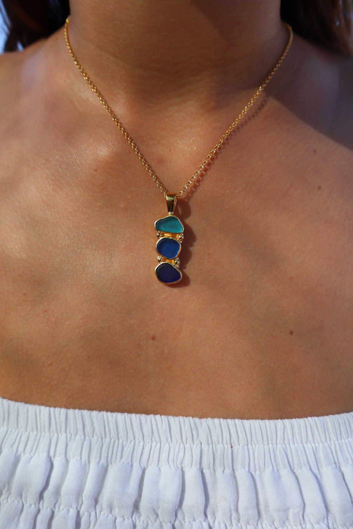 Triple Seaglass Pendant