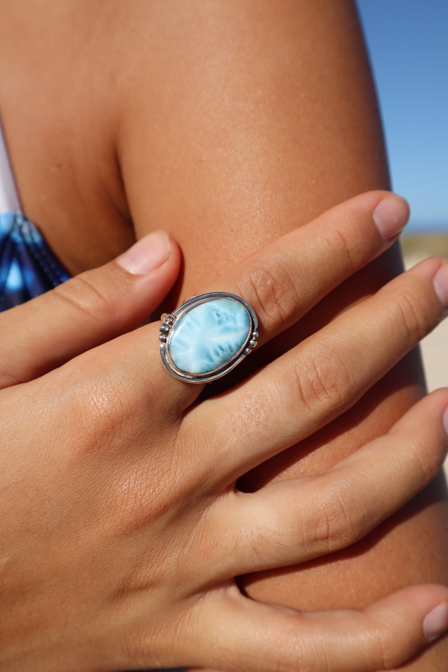 Chunky Larimar Ring SIZE P 1/2 - 8