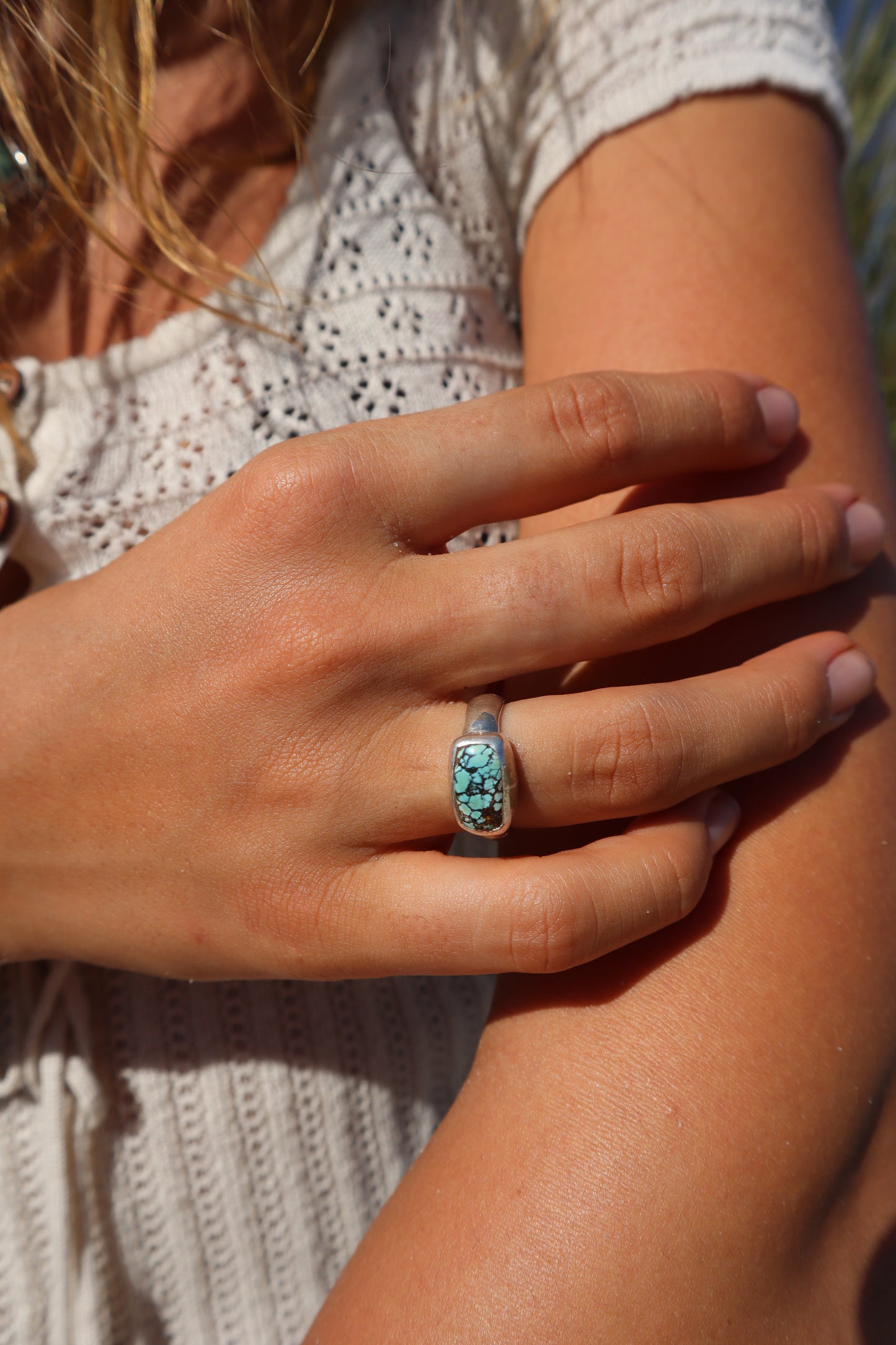 Horizontal Turquoise Ring SIZE N 1/2 - 7