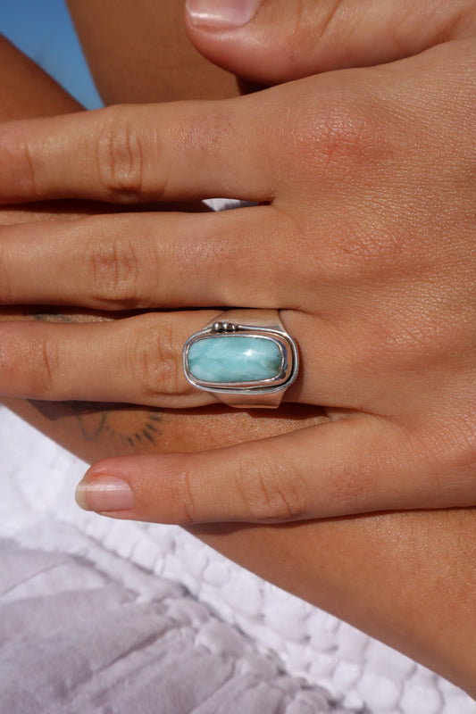 Chunky Larimar Ring SIZE N - 6 3/4