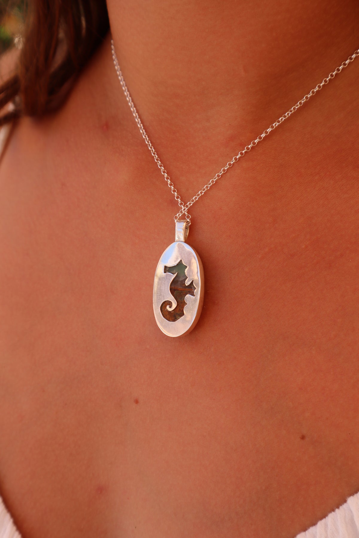 Chrysophase Seahorse Pendant