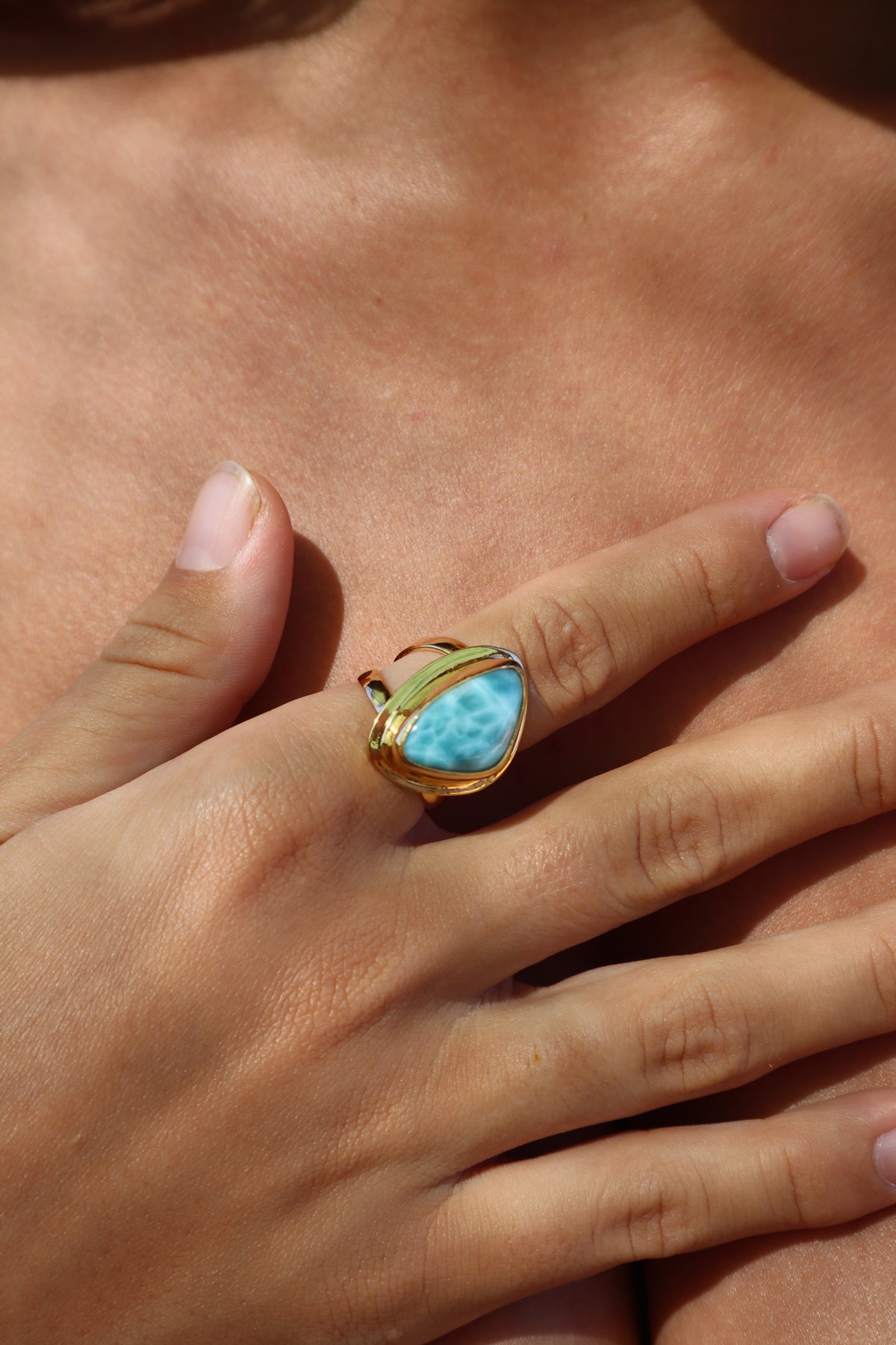 Chunky Larimar Ring SIZE 8.5