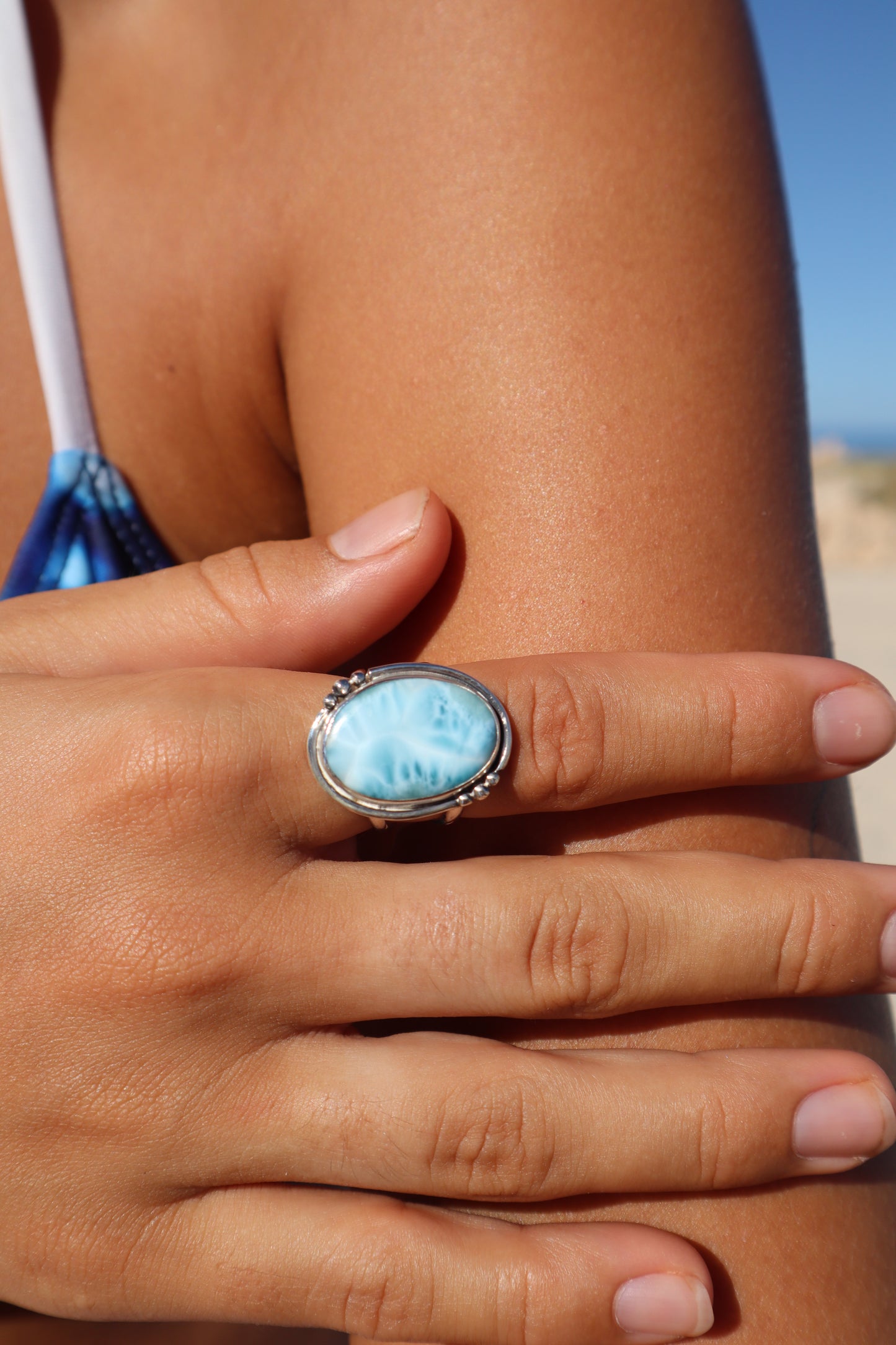 Chunky Larimar Ring SIZE P 1/2 - 8
