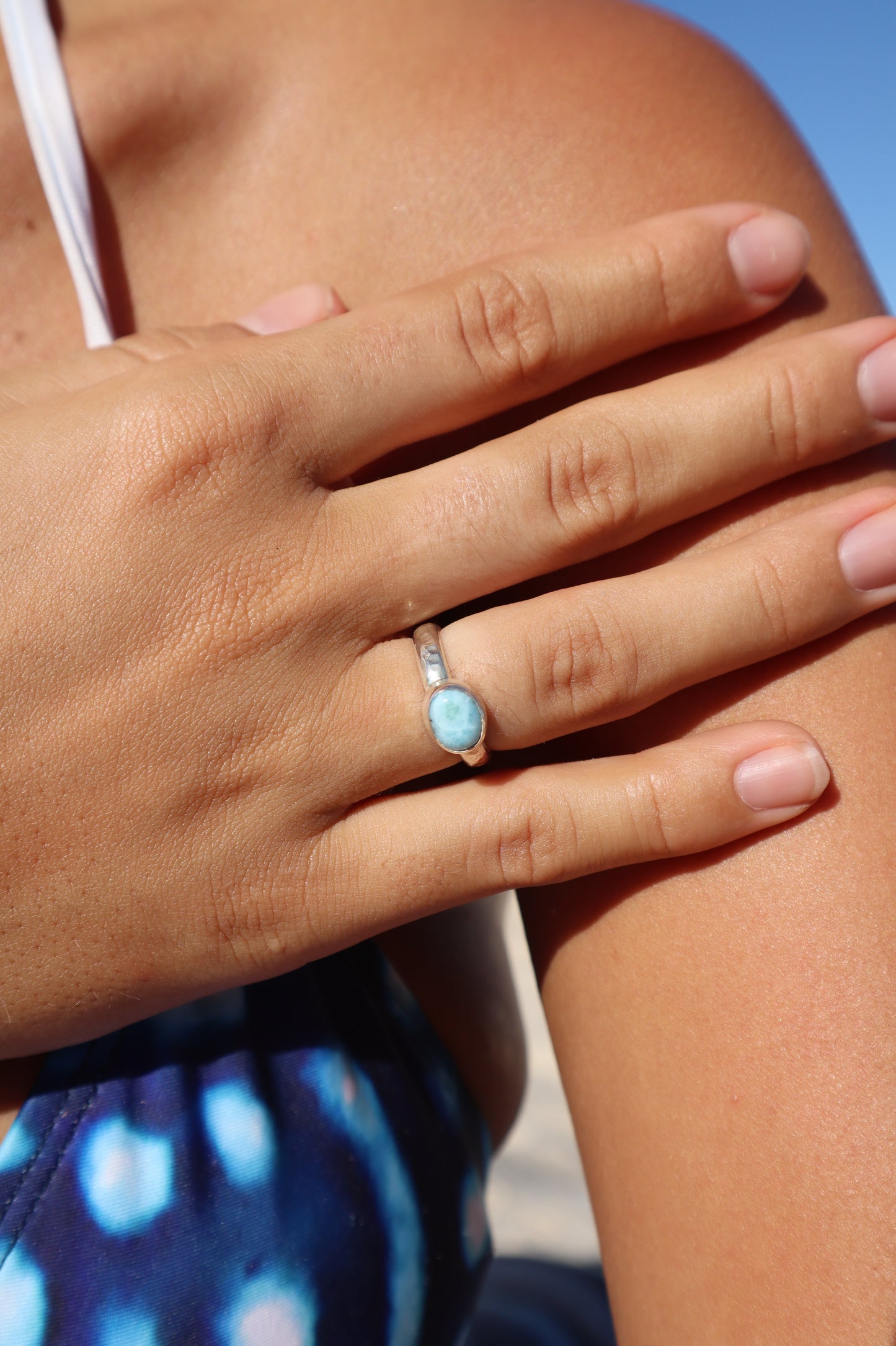 Dainty Larimar Ring SIZE L - 5 3/4