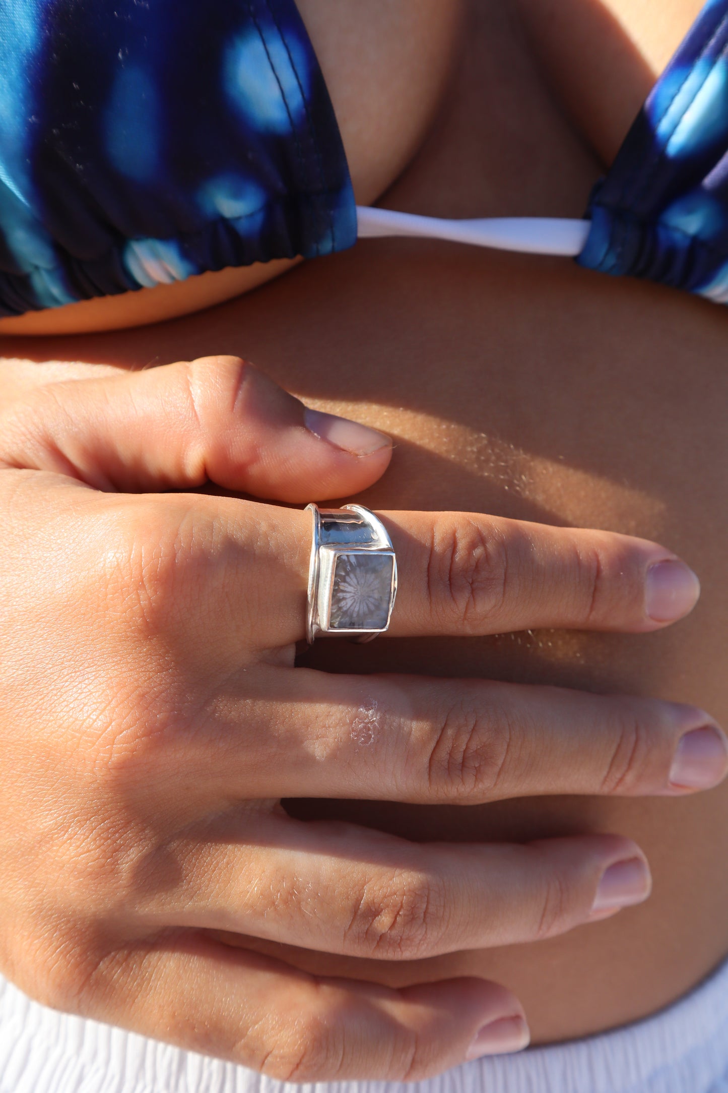 Signet Coral Ring SIZE S - 9 1/4