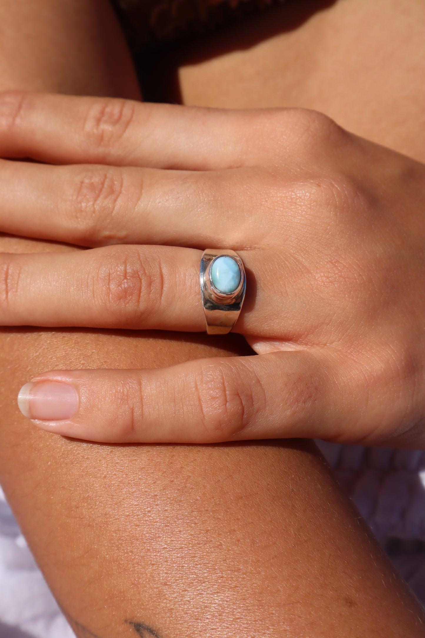 Larimar Signet Ring SIZE M - 6 1/4