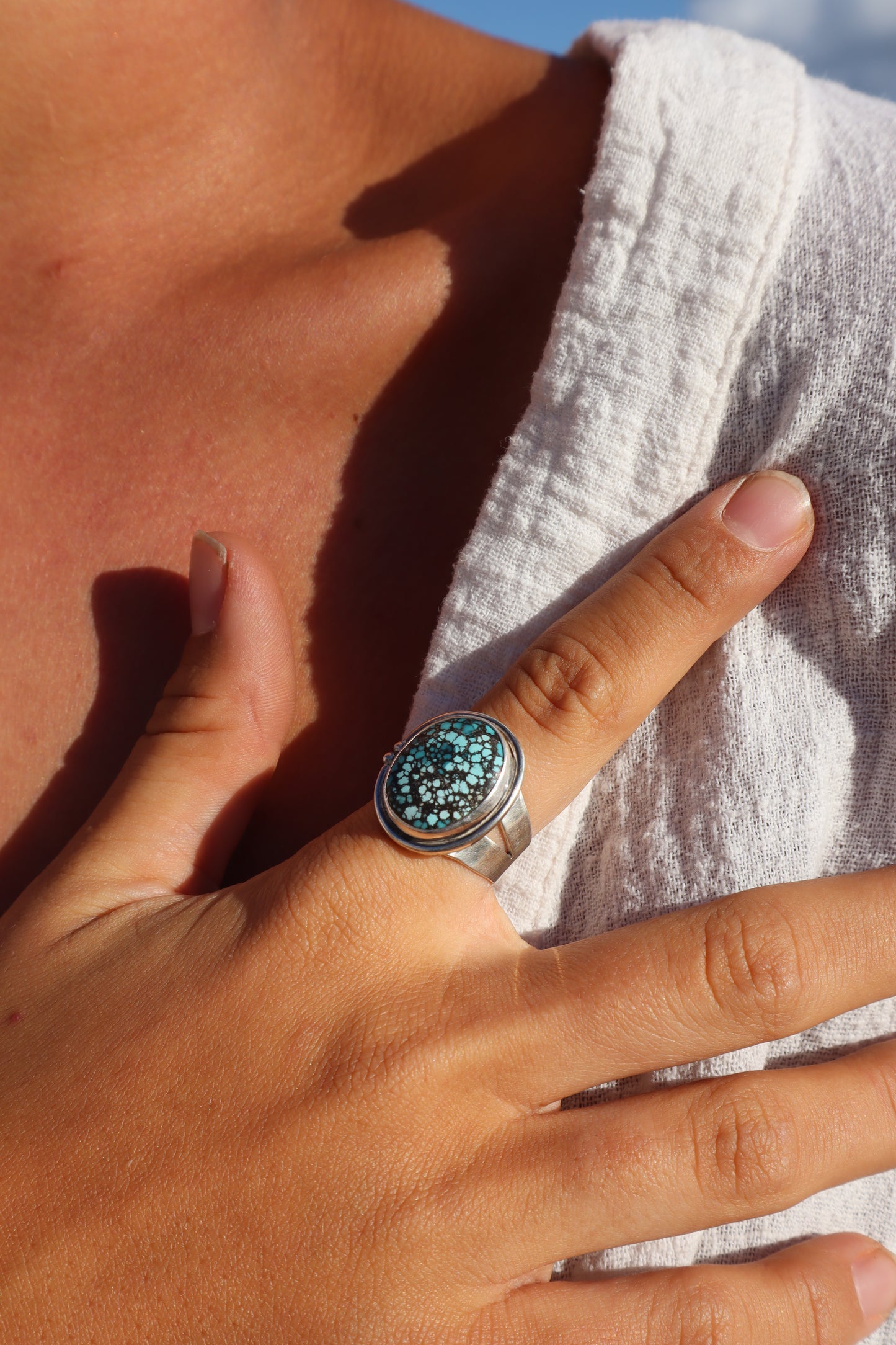 Chunky Turquoise Ring SIZE R 1/2 - 9