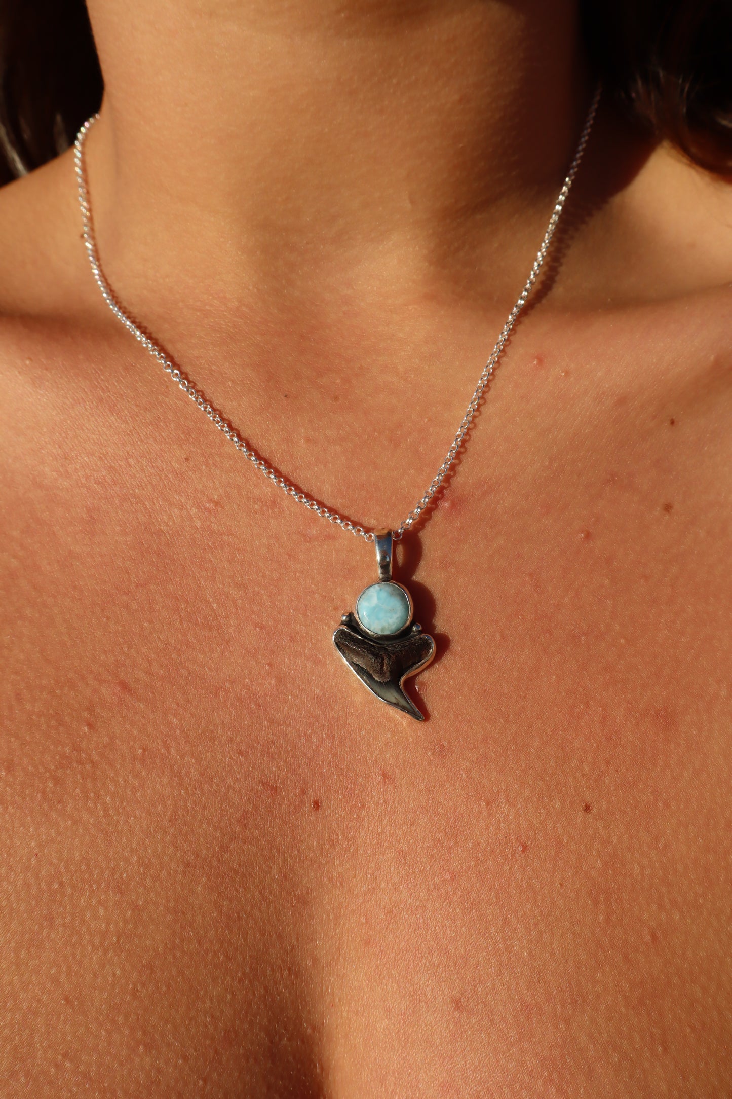 Larimar x Shark Tooth Pendant