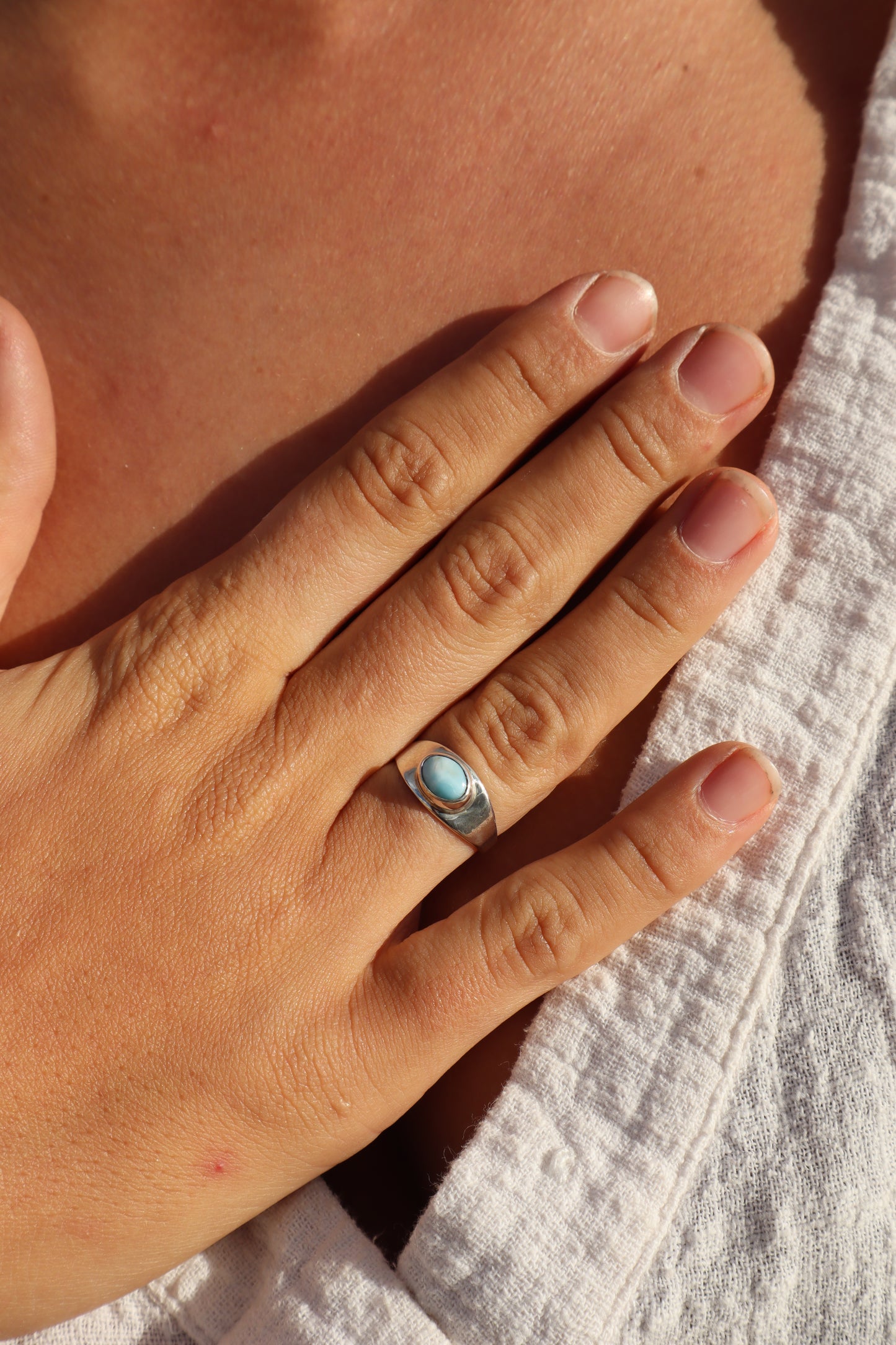 Larimar Signet Ring SIZE N - 6 3/4