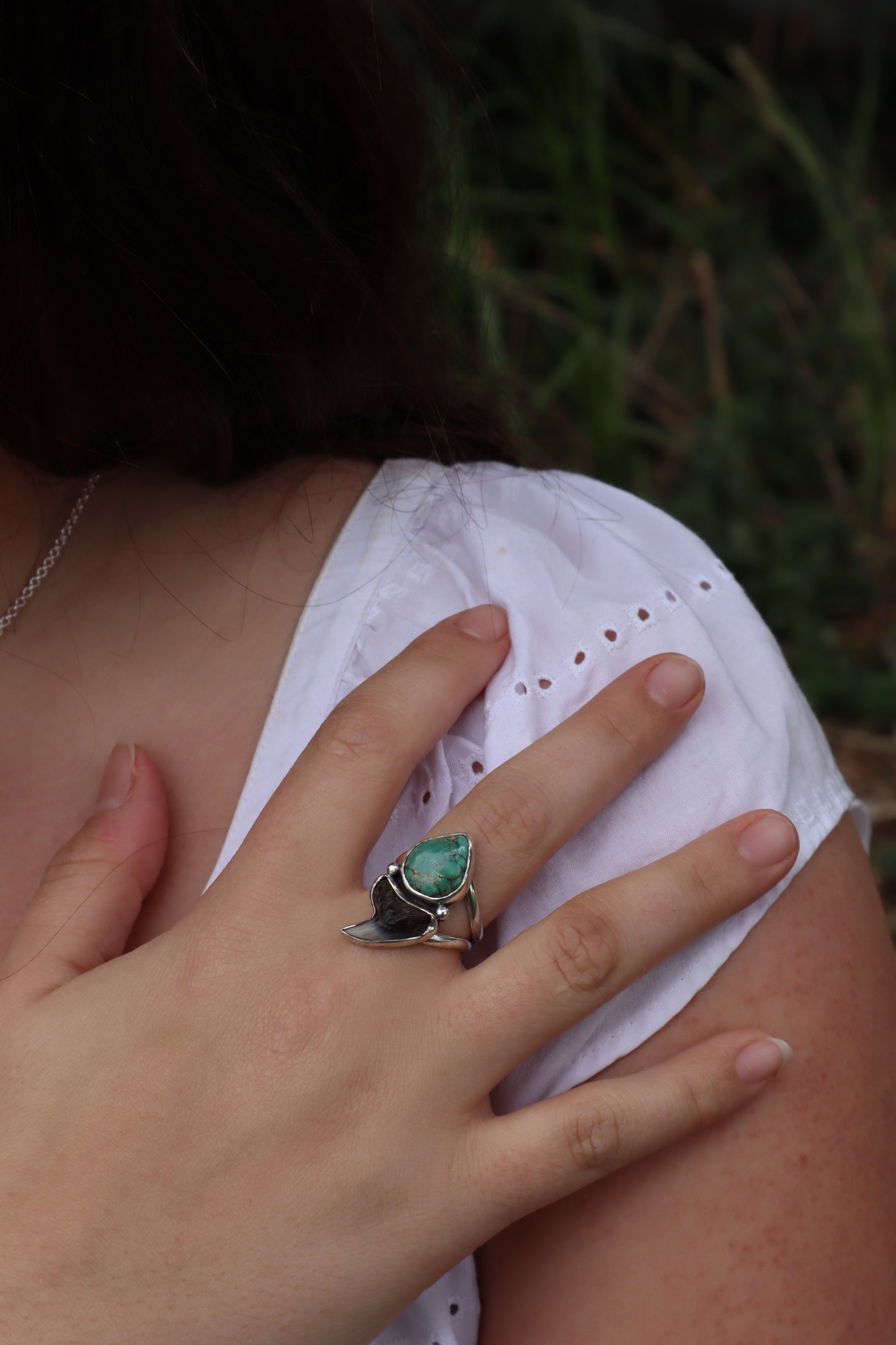 Shark Tooth x Turquoise Ring SIZE O 1/2 - 7 1/2