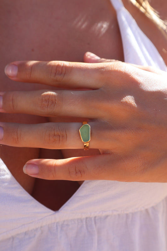 Green Sea Glass Ring SIZE 7