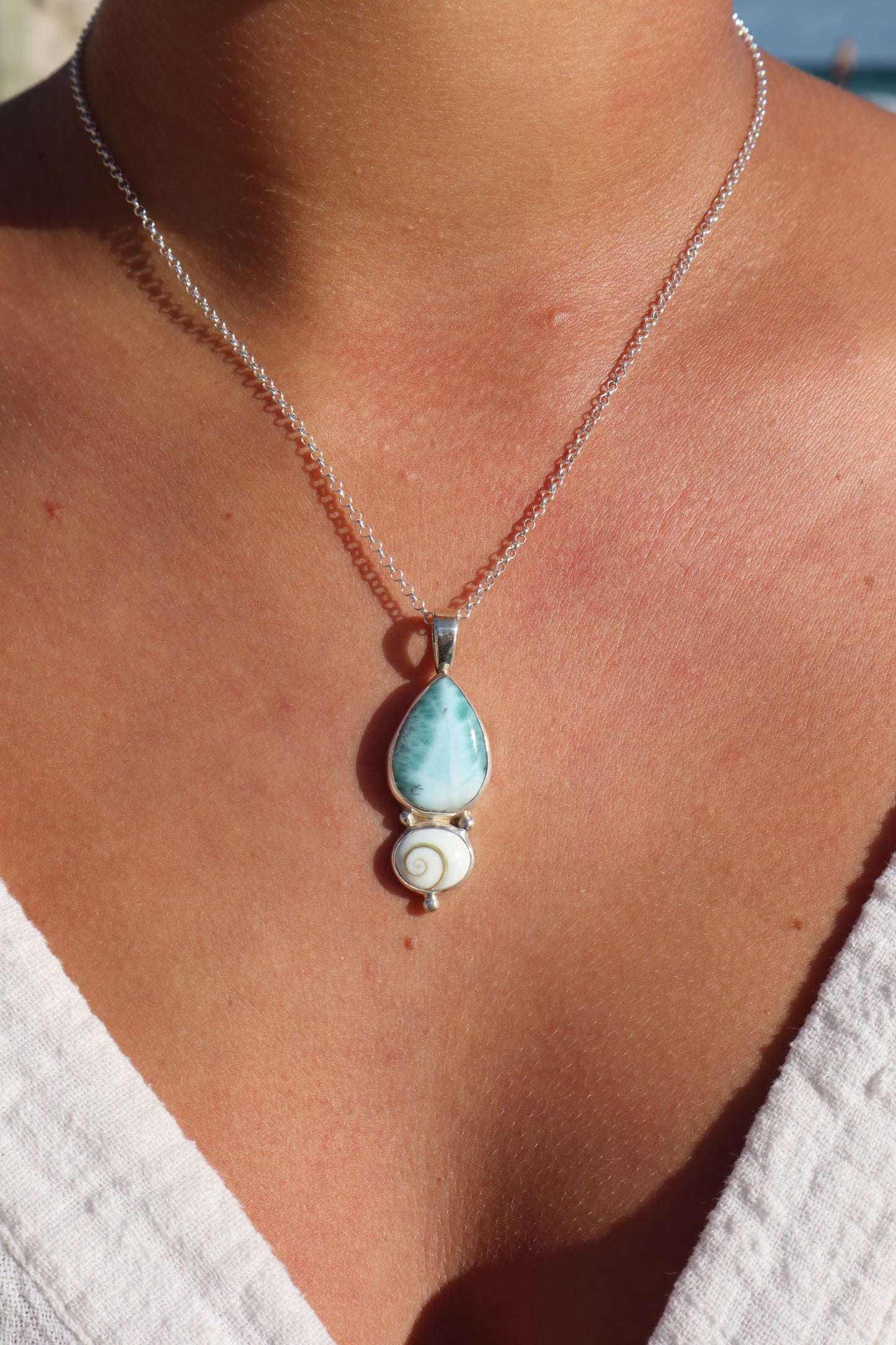 Larimar x Operculum Pendant