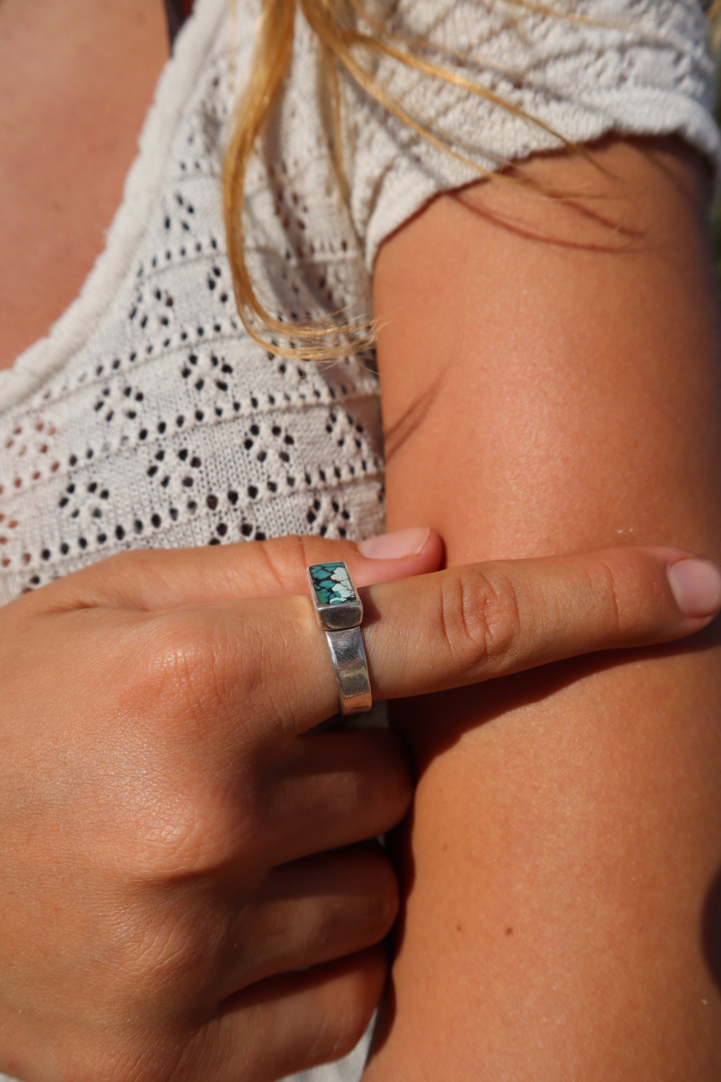 Horizontal Turquoise Ring SIZE S - 9 1/4