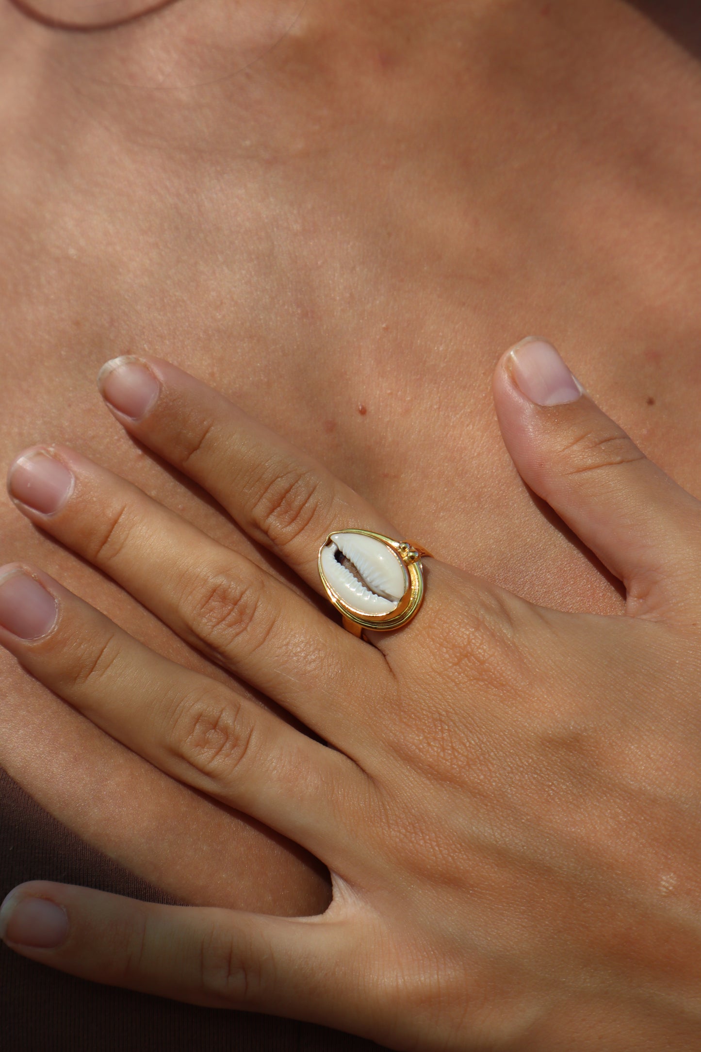 Textured Cowrie Ring