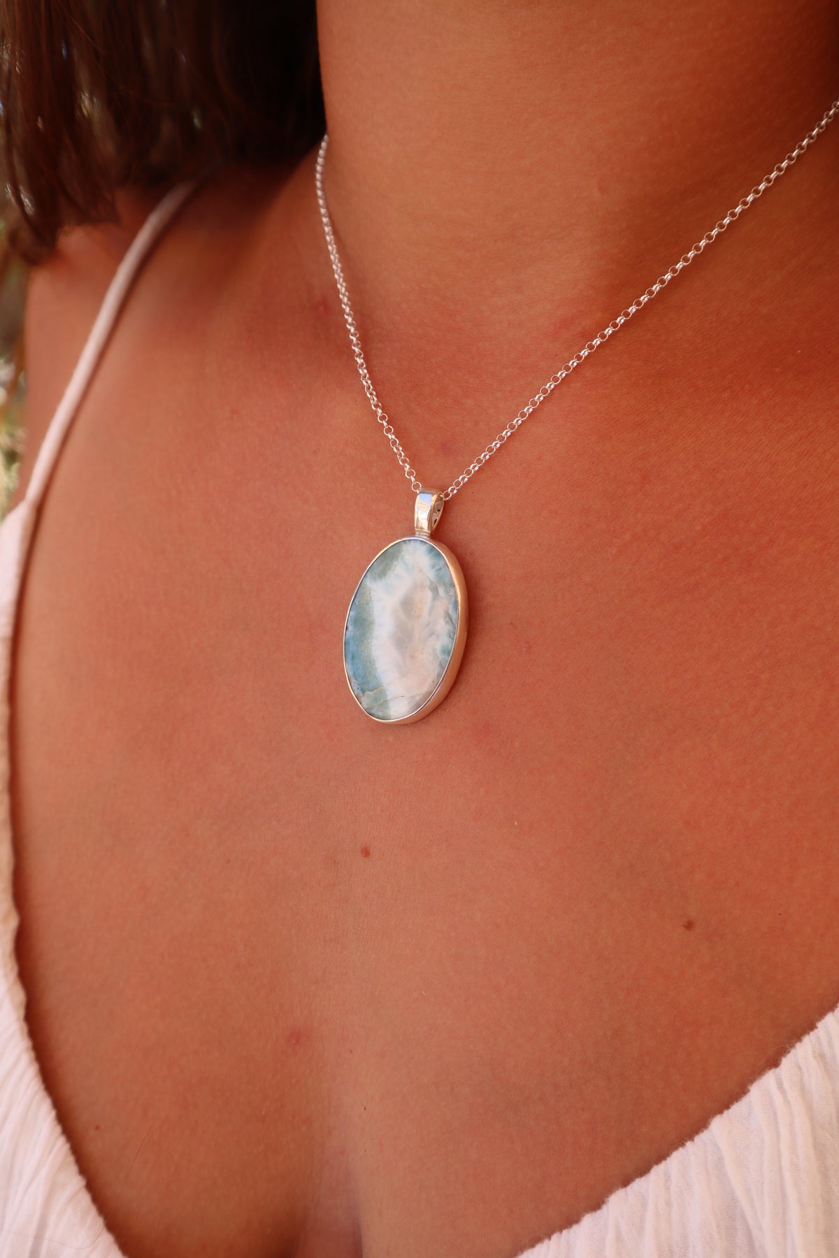 Larimar Hibiscus Pendant