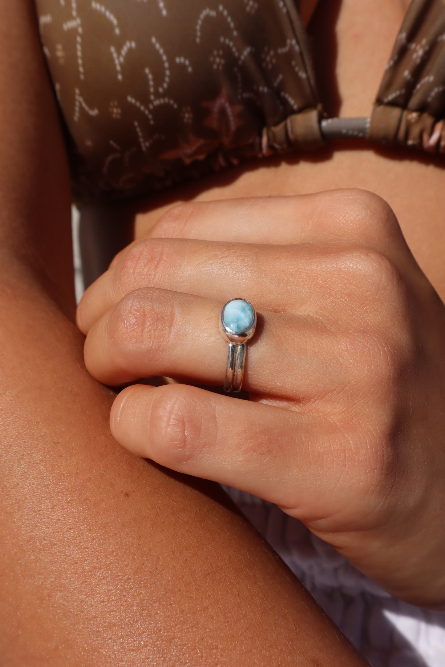 Dainty Larimar Ring SIZE L 1/2 - 6