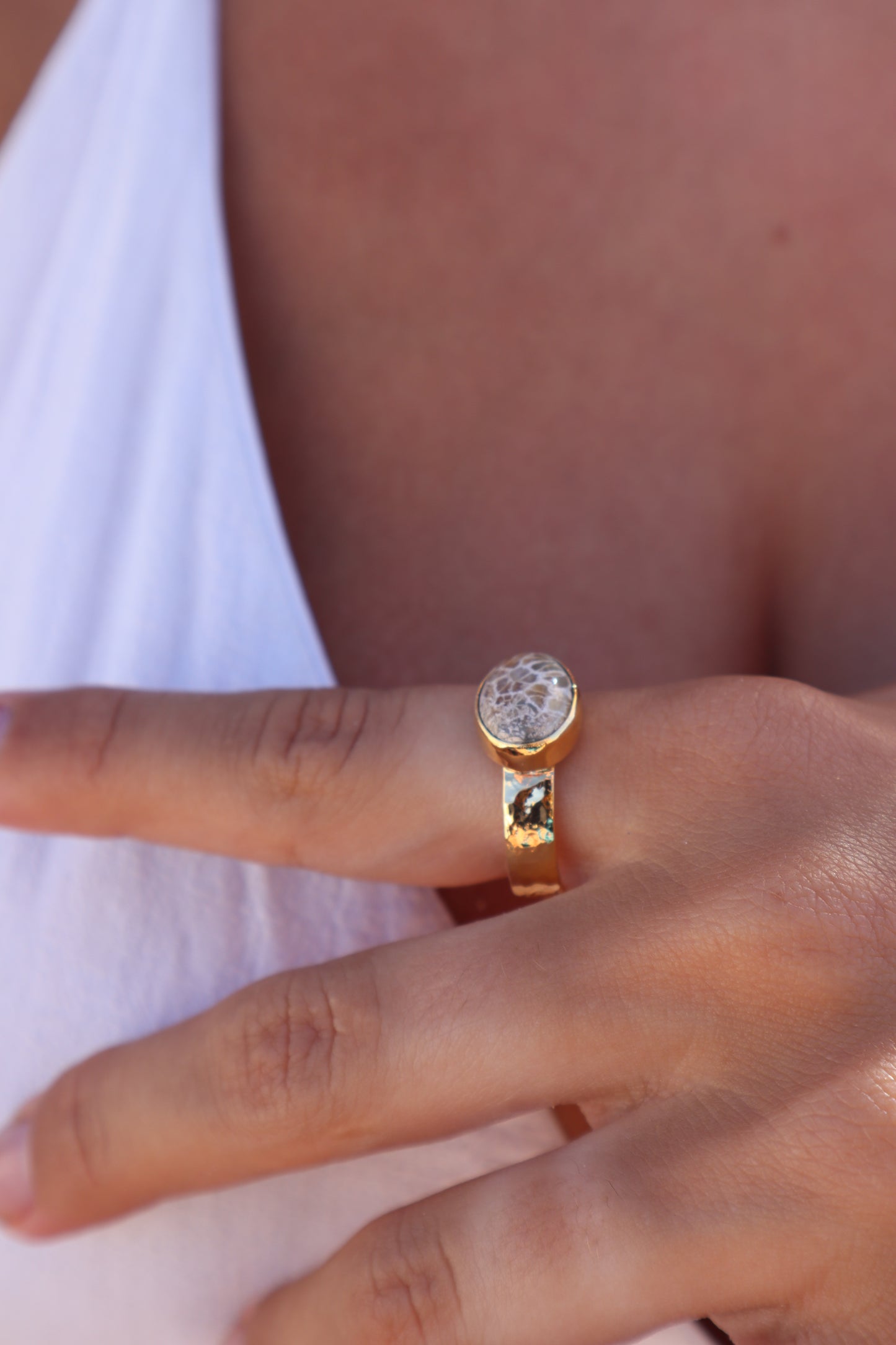 Fossilised Coral Ring SIZE 10