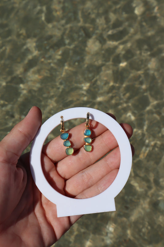 Triple Seaglass Earrings