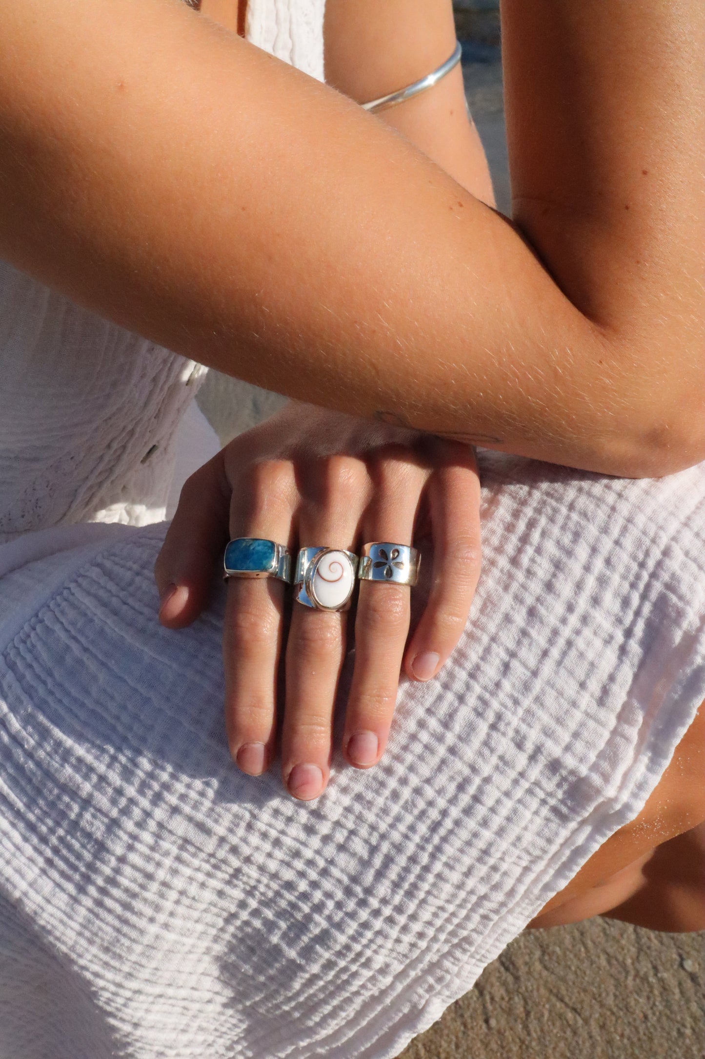 Chunky Blue Apatite Ring SIZE R - 8 3/4