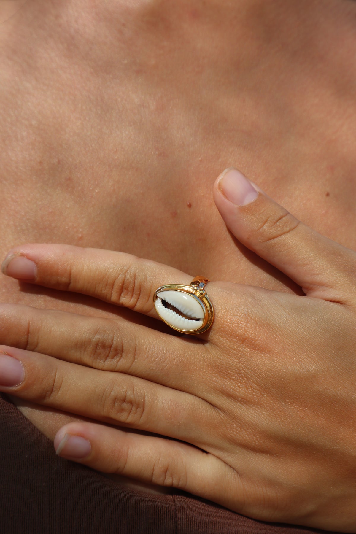 Textured Cowrie Ring