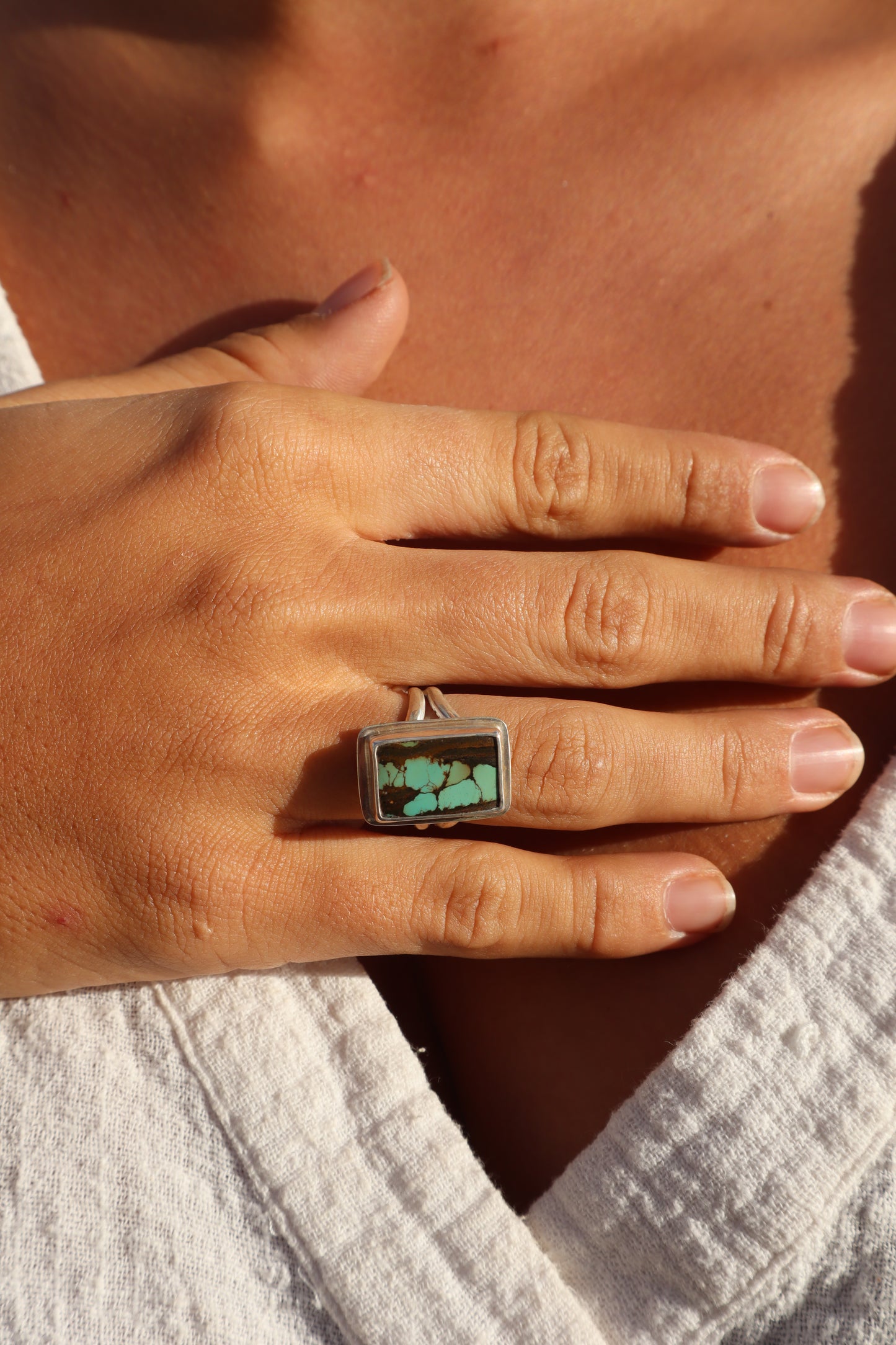 Turquoise Ring SIZE N - 6 3/4