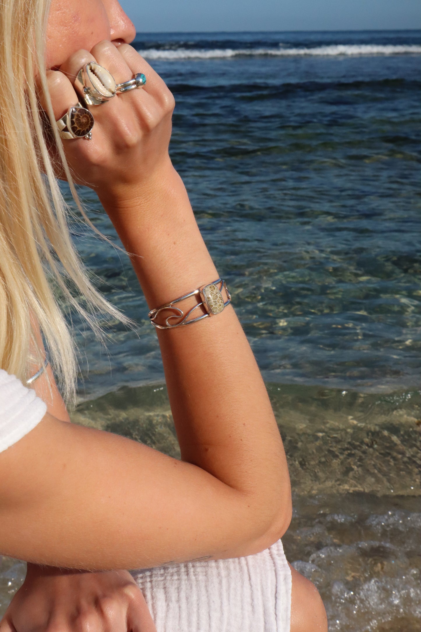 Wavy Fossilised Coral Cuff