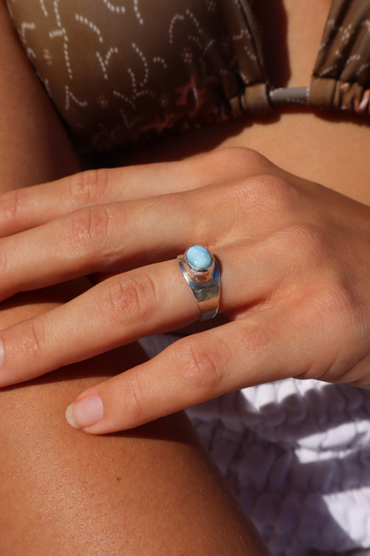 Larimar Signet Ring SIZE M - 6 1/4