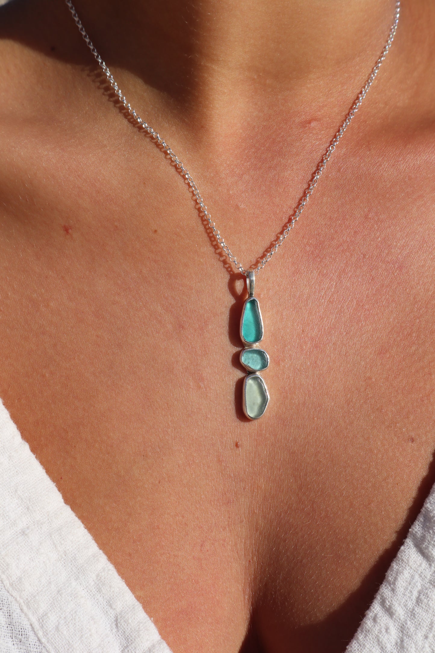 Triple Seaglass Pendant