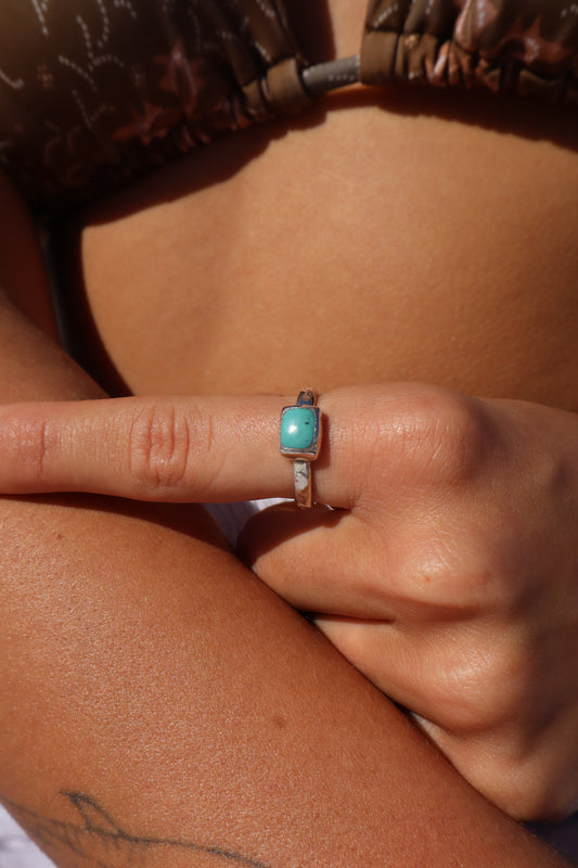 Dainty Turquoise Ring SIZE Q - 8 1/4